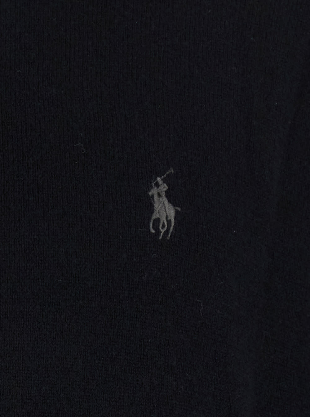 Polo Ralph Lauren Black Cardigan With High Neck And Pony Embroidery On The Front In Wool Man In Black