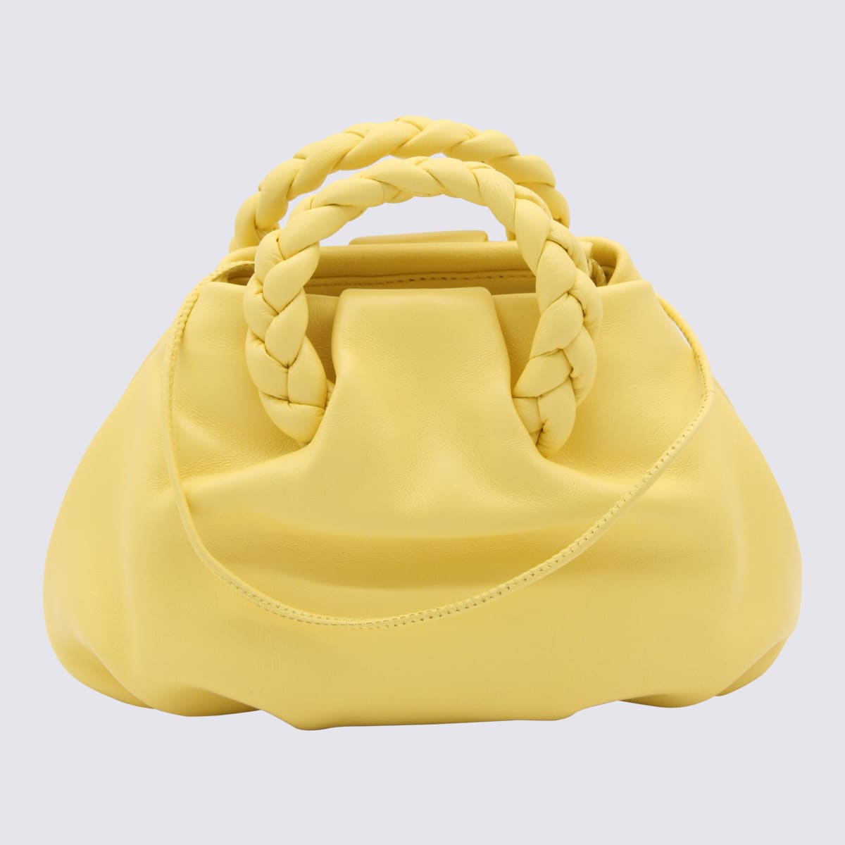 Shop Hereu Yellow Leather Bombon Handle Bag In Banana