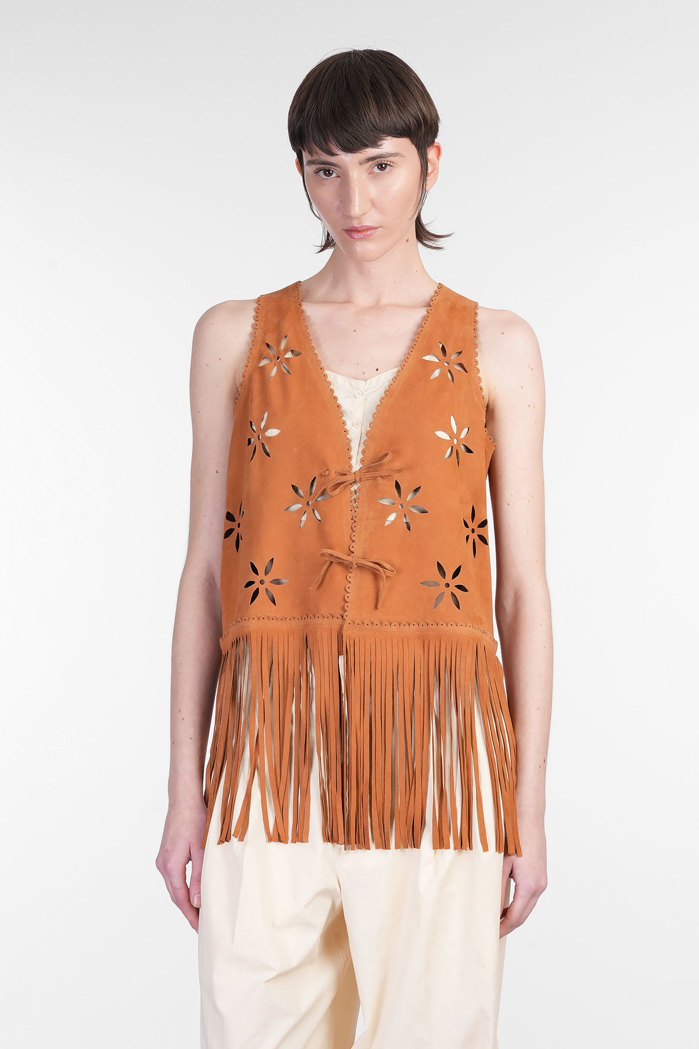 Tya Vest In Leather Color Leather