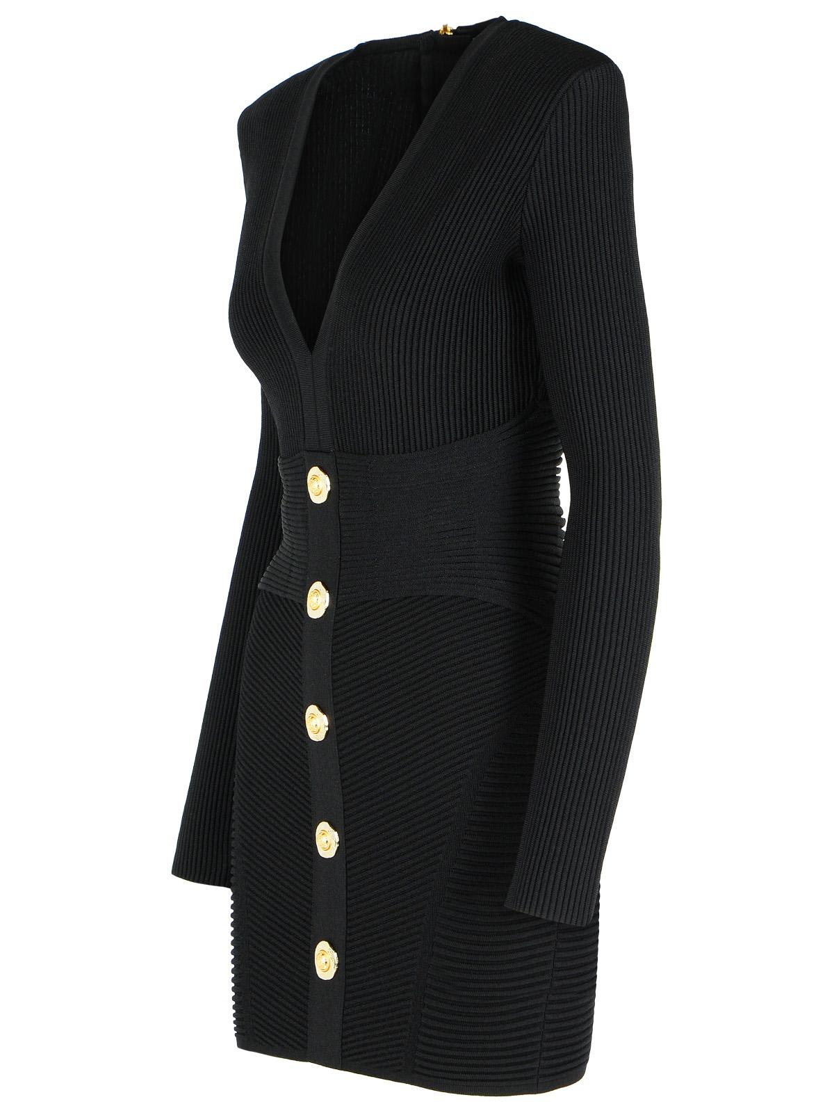Balmain Short Dress In Black Viscose Blend In Black