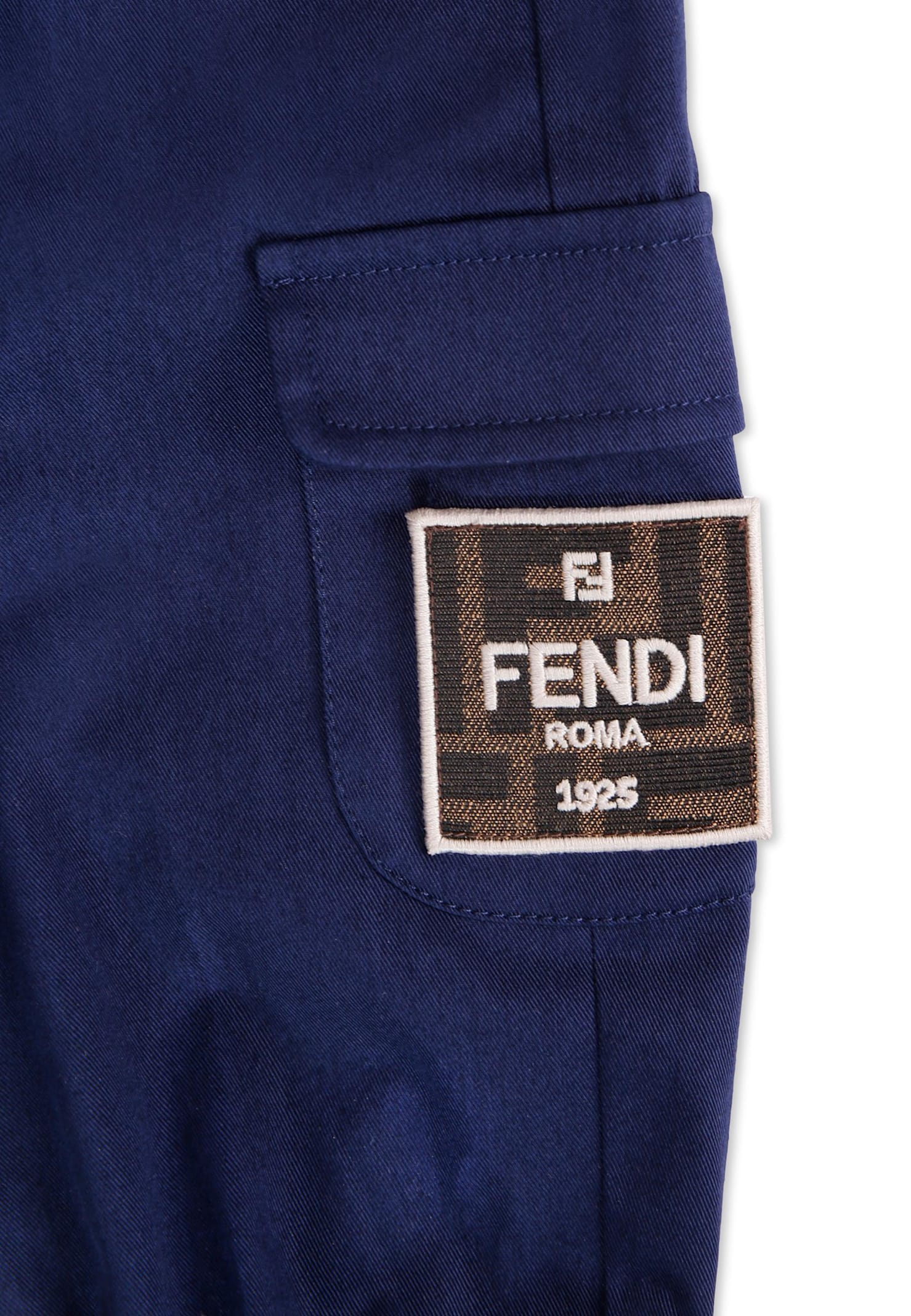 Fendi Blue Cargo Pants For Baby Boy In Blue