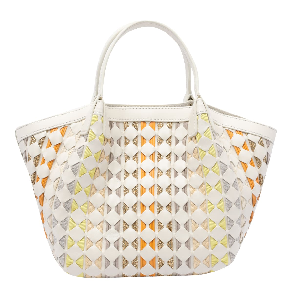 Serapian Mini Mosaico Secret Tote Bag In White