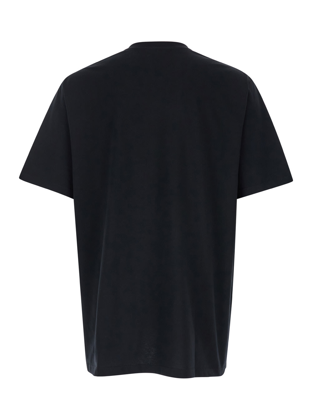 Shop Balmain Black Crewneck T-shirt With Maxi Logo On The Front In Cotton Man