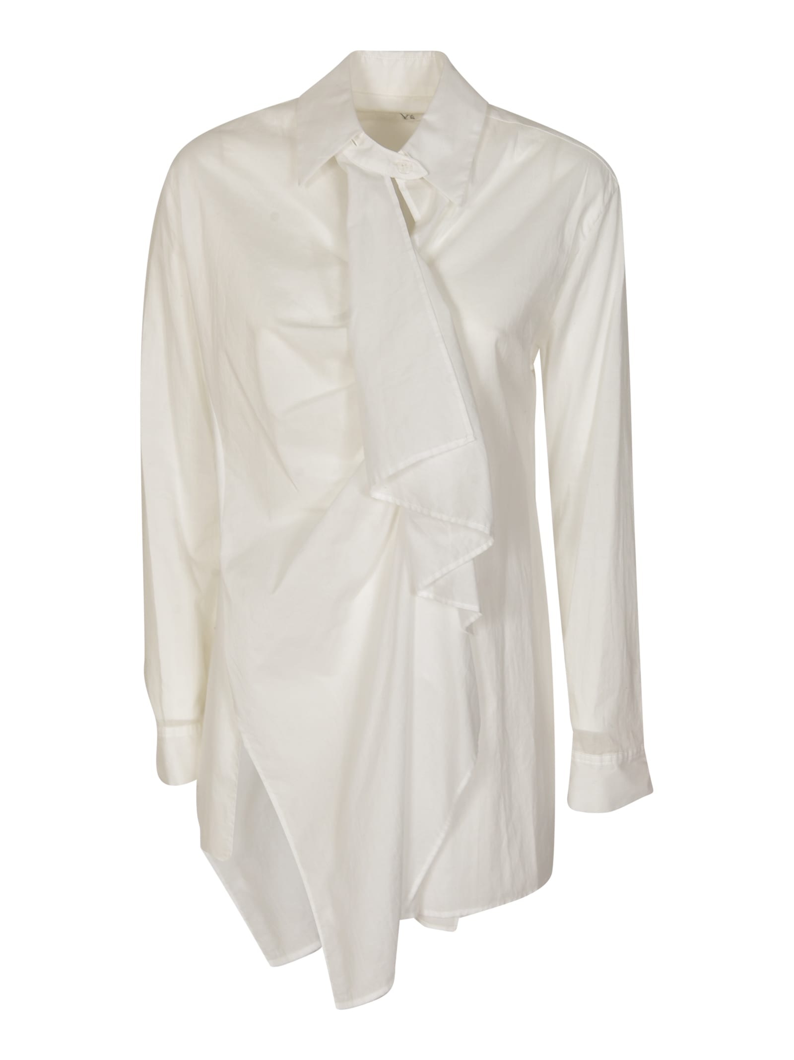 Shop Yohji Yamamoto Ruffle Detail Asymmetric Shirt In White