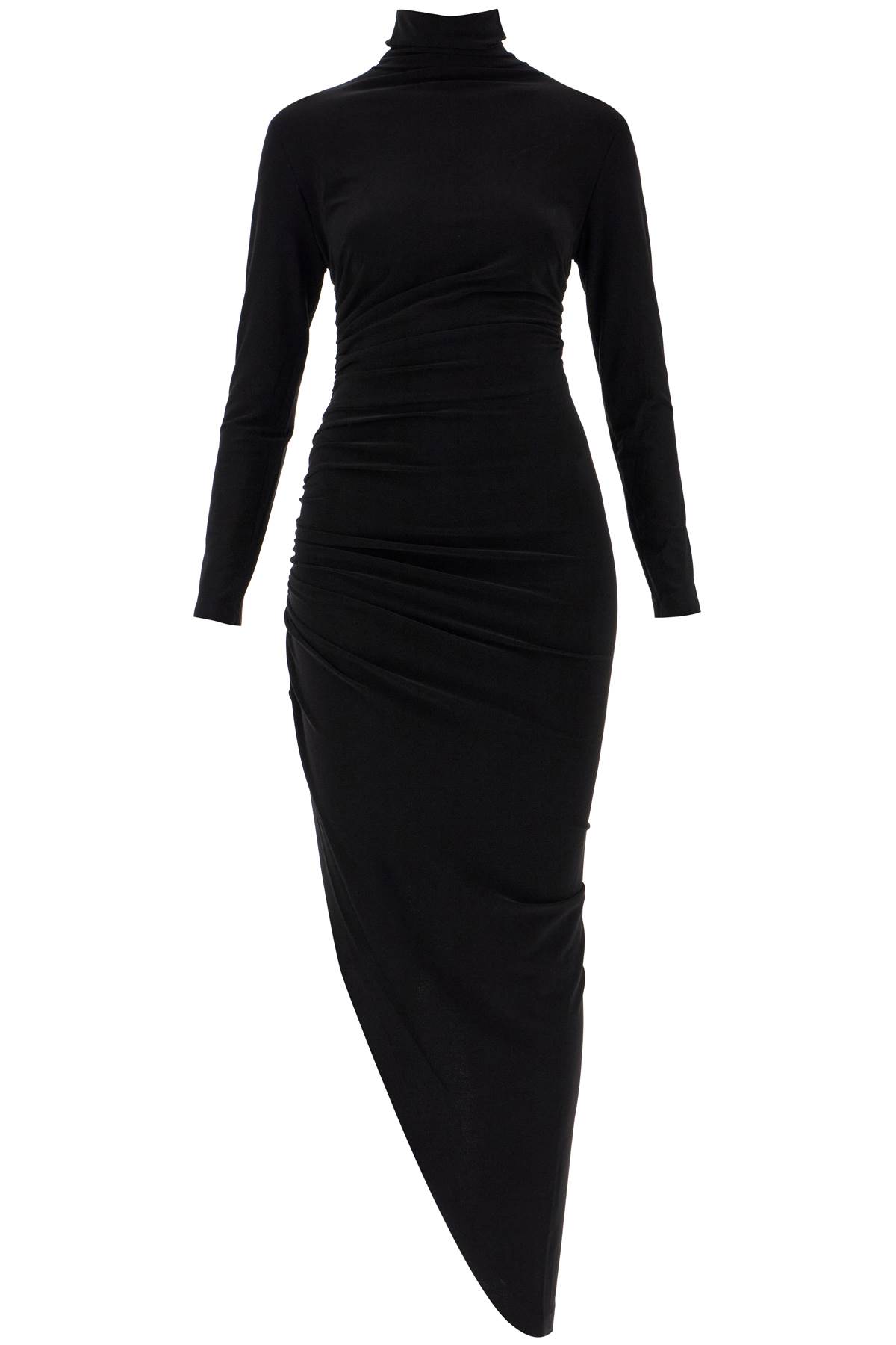 Shop Norma Kamali Asymmetric High-neck Dress In Black (black)