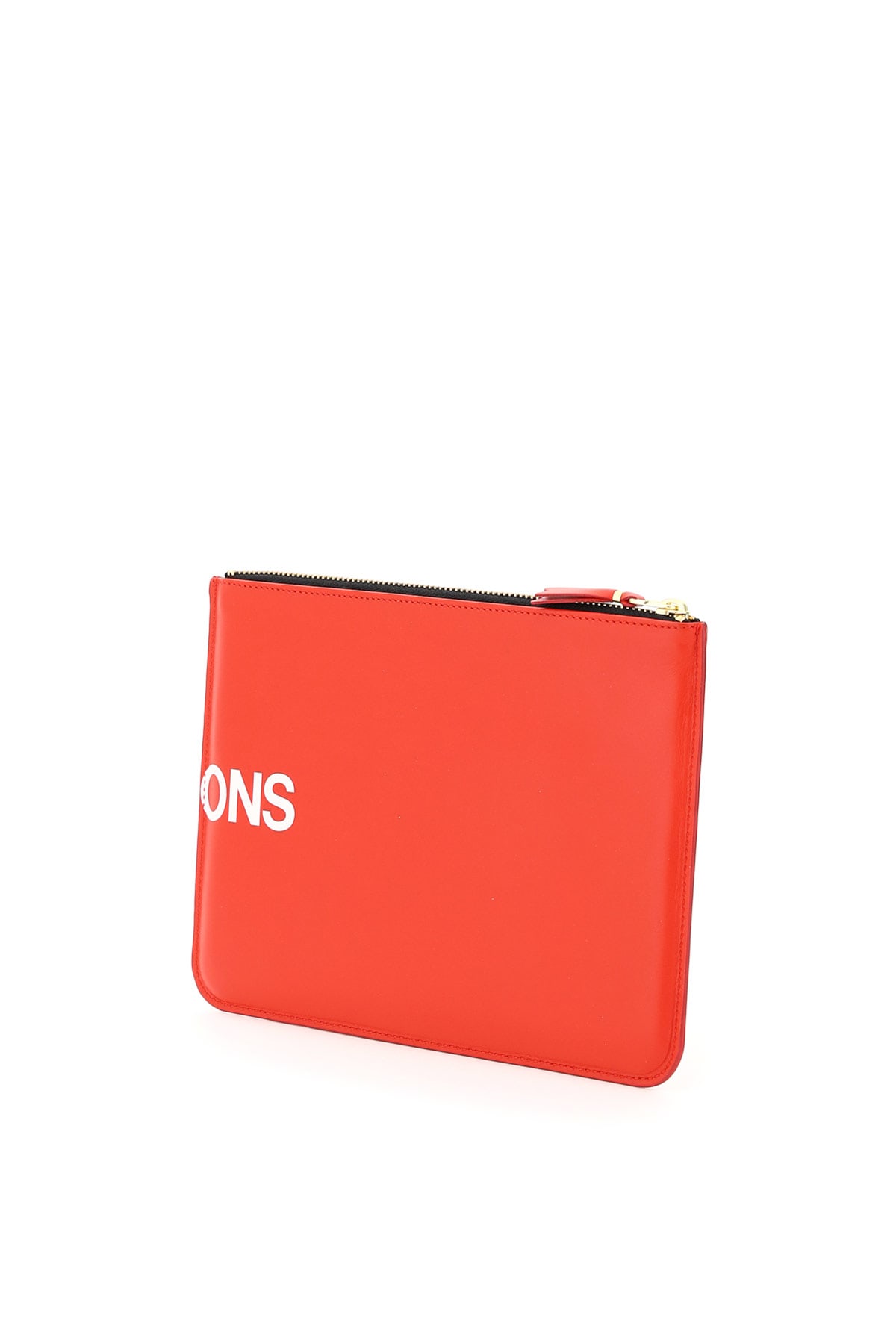 Shop Comme Des Garçons Leather Pouch With Logo In Red (red)