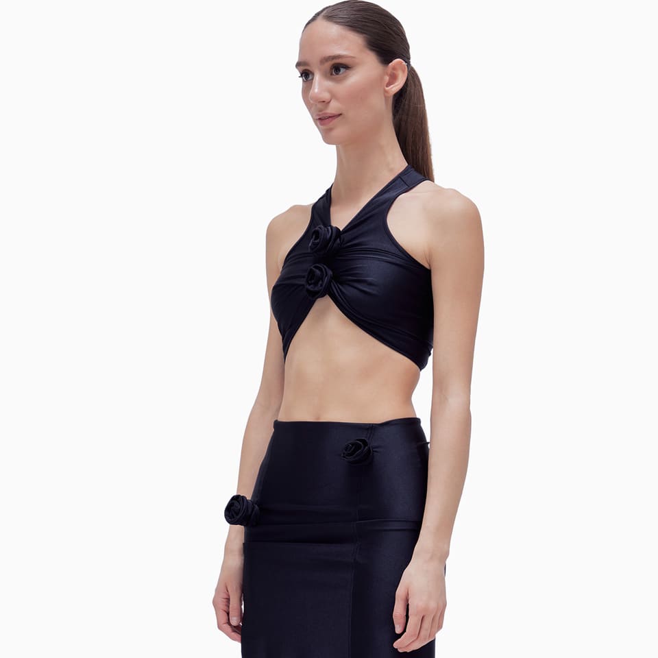 Shop Coperni Flower Top In Nero