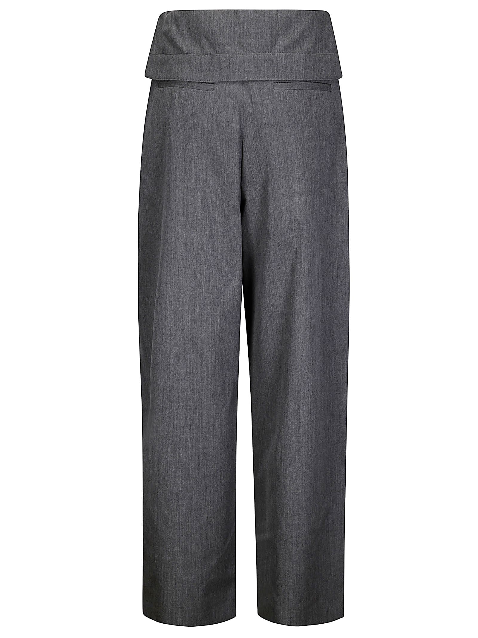 Jw Anderson J. W. Anderson Fold-over Design Grey Wool Trousers In Gray