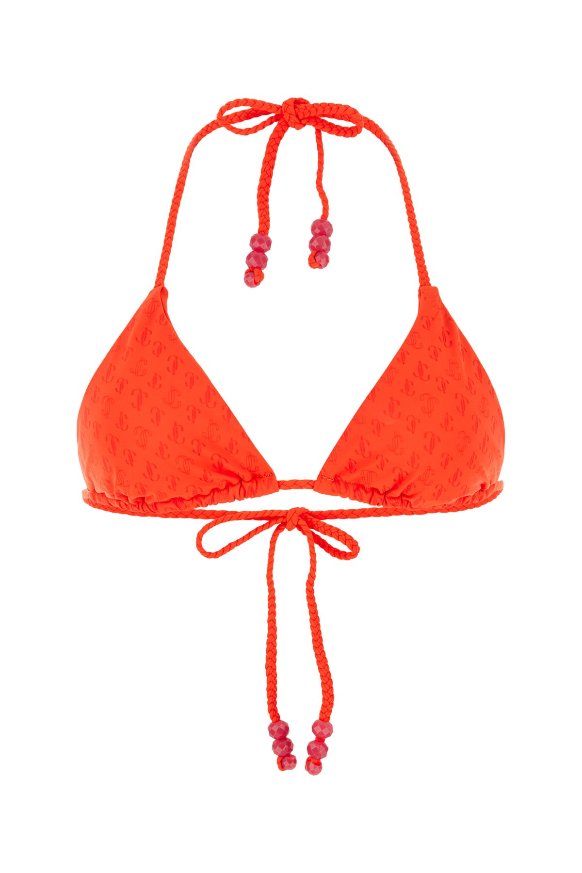 Jimmy Choo Ariah Logo-print Recycled-nylon Bikini Top In Red