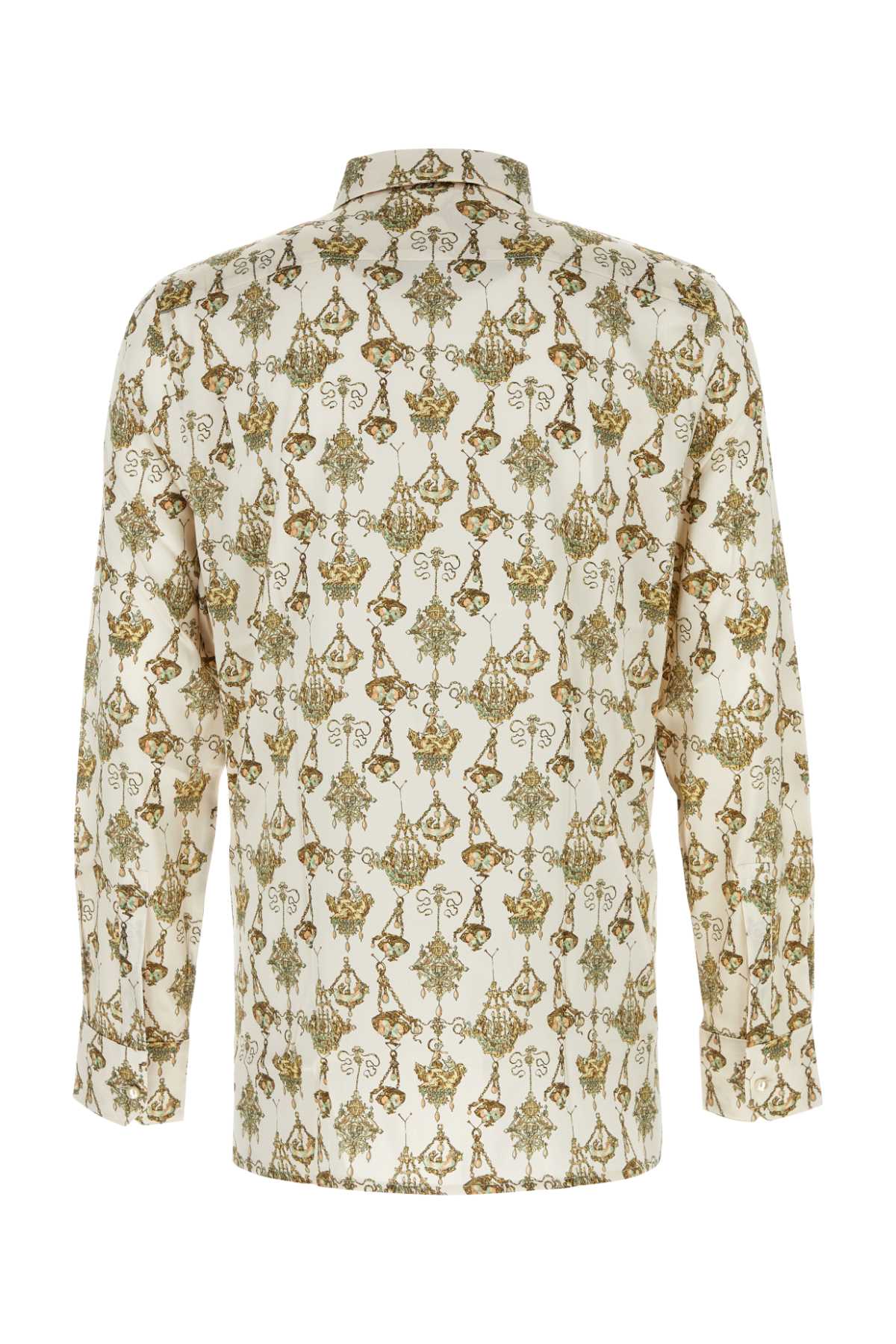 Shop Givenchy Printed Stretch Silk Shirt In Cream/ochre