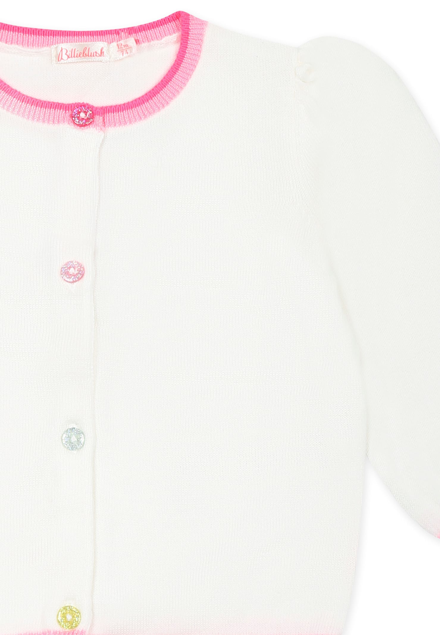 Billieblush Ivory Cardigan For Baby Girl With Hearts In White