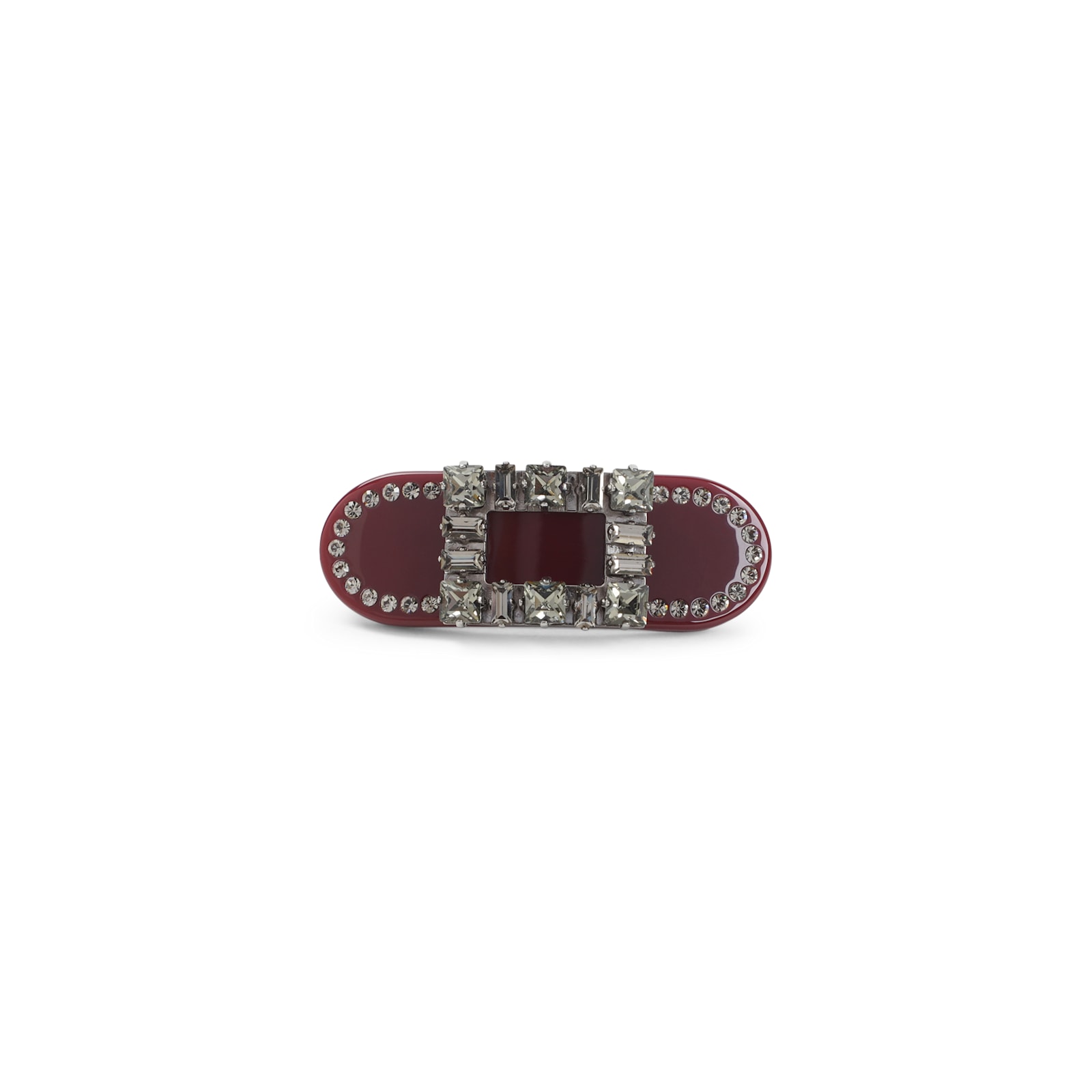 Roger Vivier Tres Vivier Strass Hair Clip In Burgundy