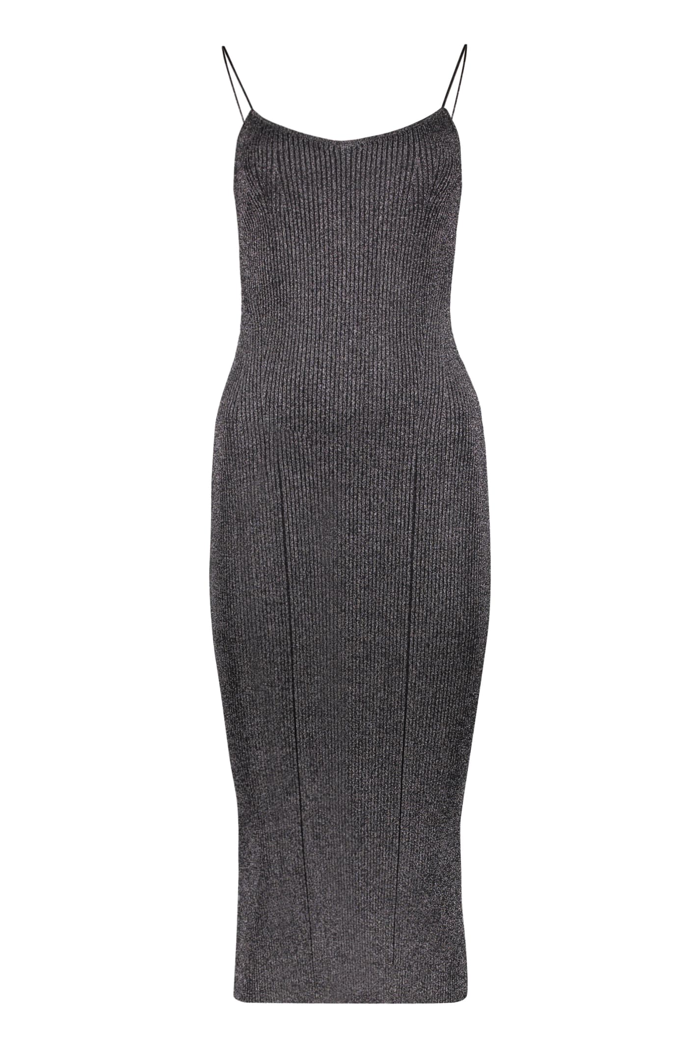 Shop Khaite Pilar Ribbed Knit Midi Dress In Grey