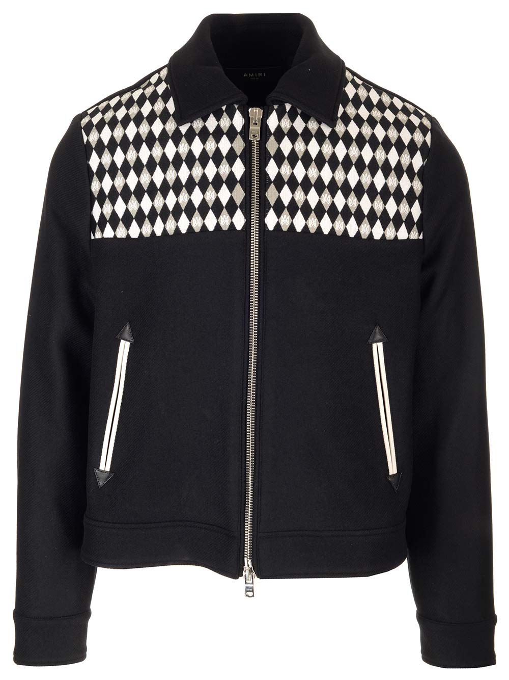 Amiri Diamond Embroidery Wool Work Jacket In Black