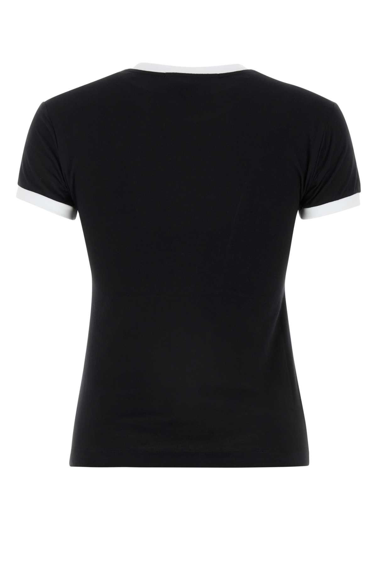 Shop Msgm Black Stretch Cotton T-shirt