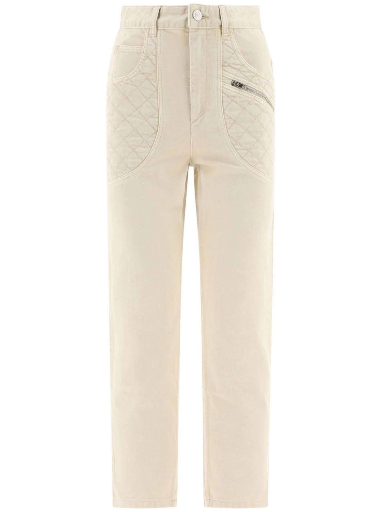 Shop Isabel Marant Beige Cotton Cassandre Jeans