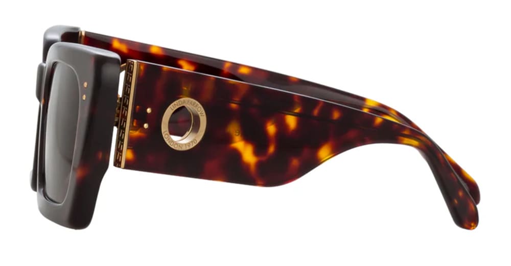 Linda Farrow Nieve Dark T-shell / Yellow Gold Sunglasses In Brown