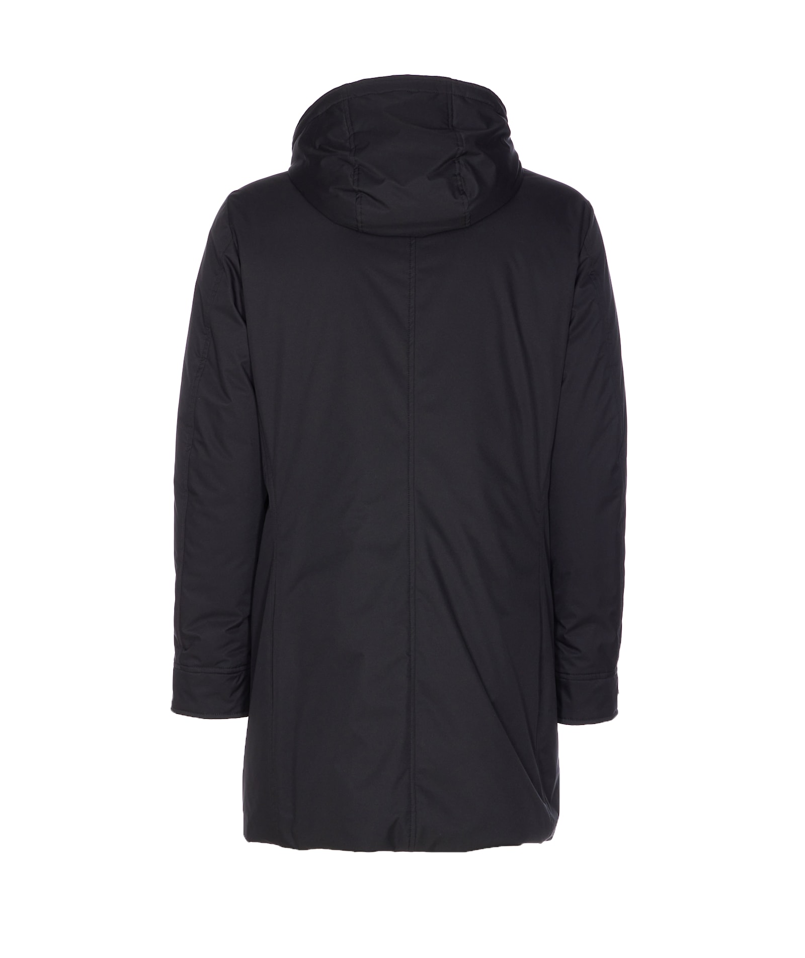 Moorer Long Padded Hooded Jacket With Adjustable Cuffs In Black