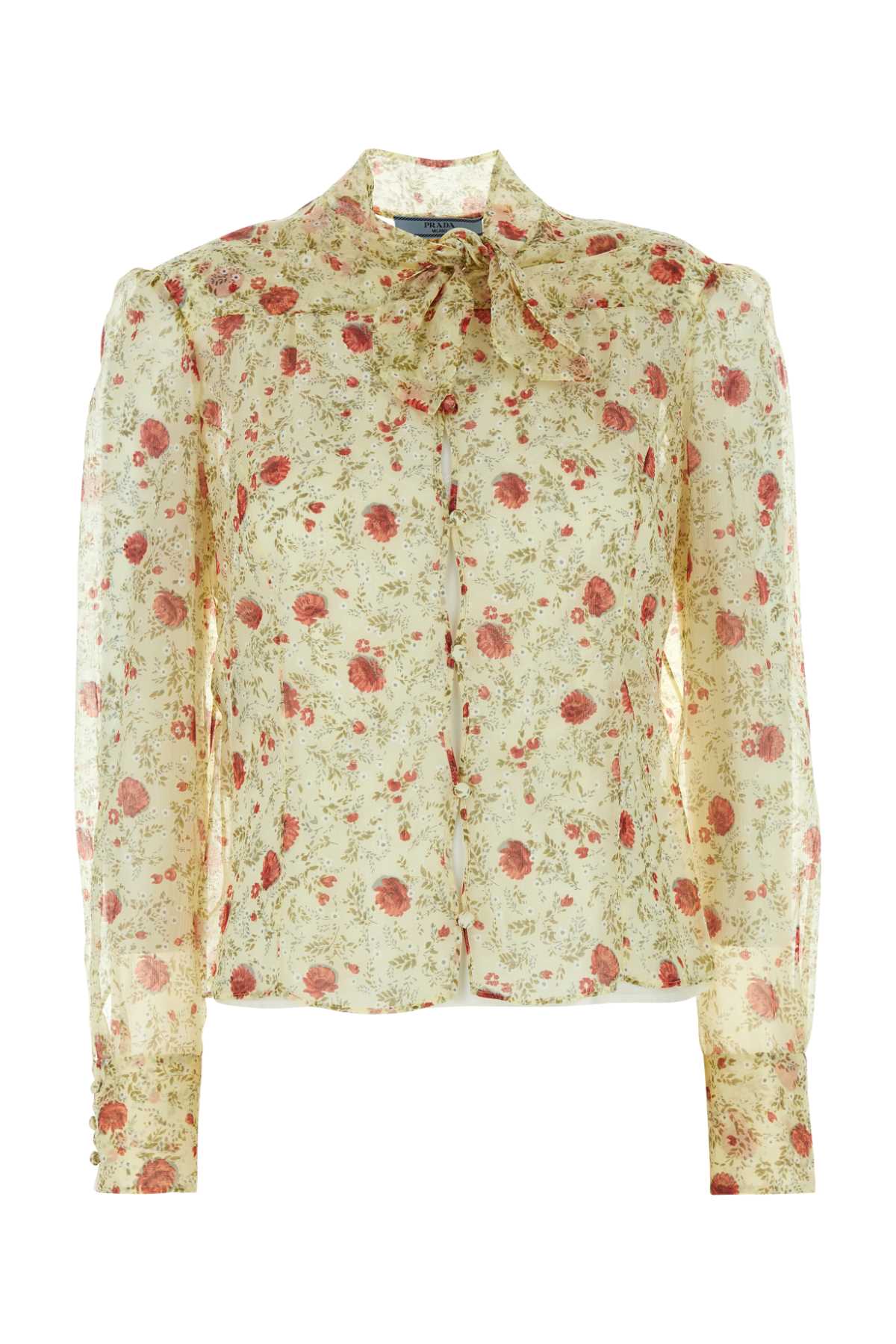 Shop Prada Printed Chiffon Shirt In Rosso