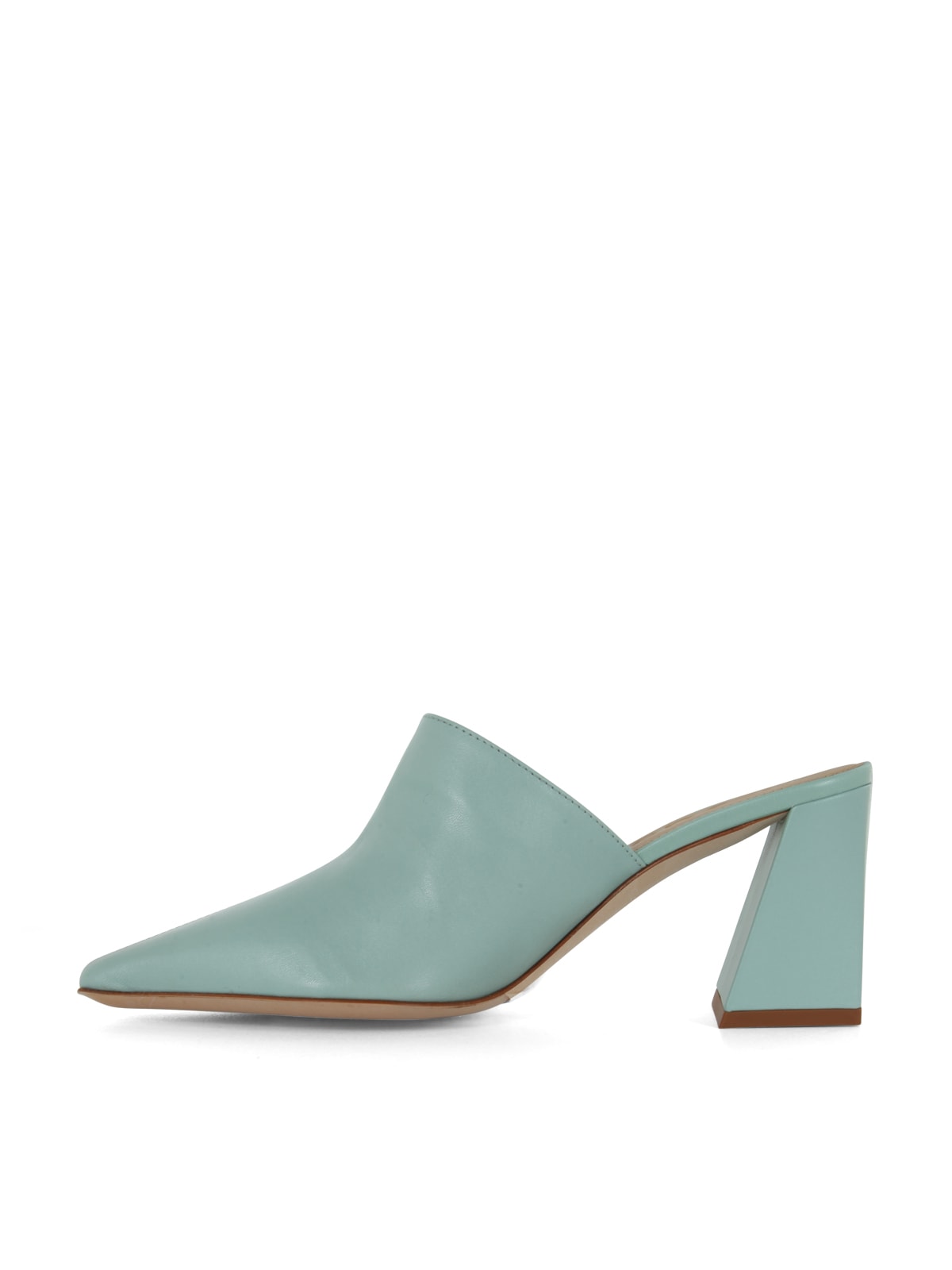 Shop Aeyde Squared And Medium Heeled Nappa Open On The Back In Acqua