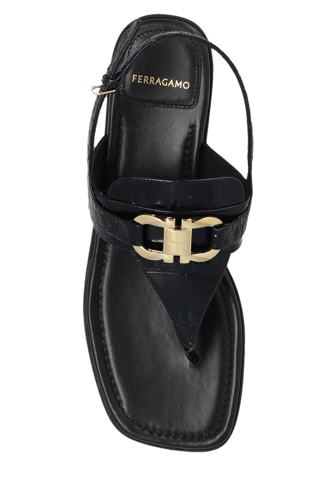 Shop Ferragamo Gancini Slingback Sandals In Black