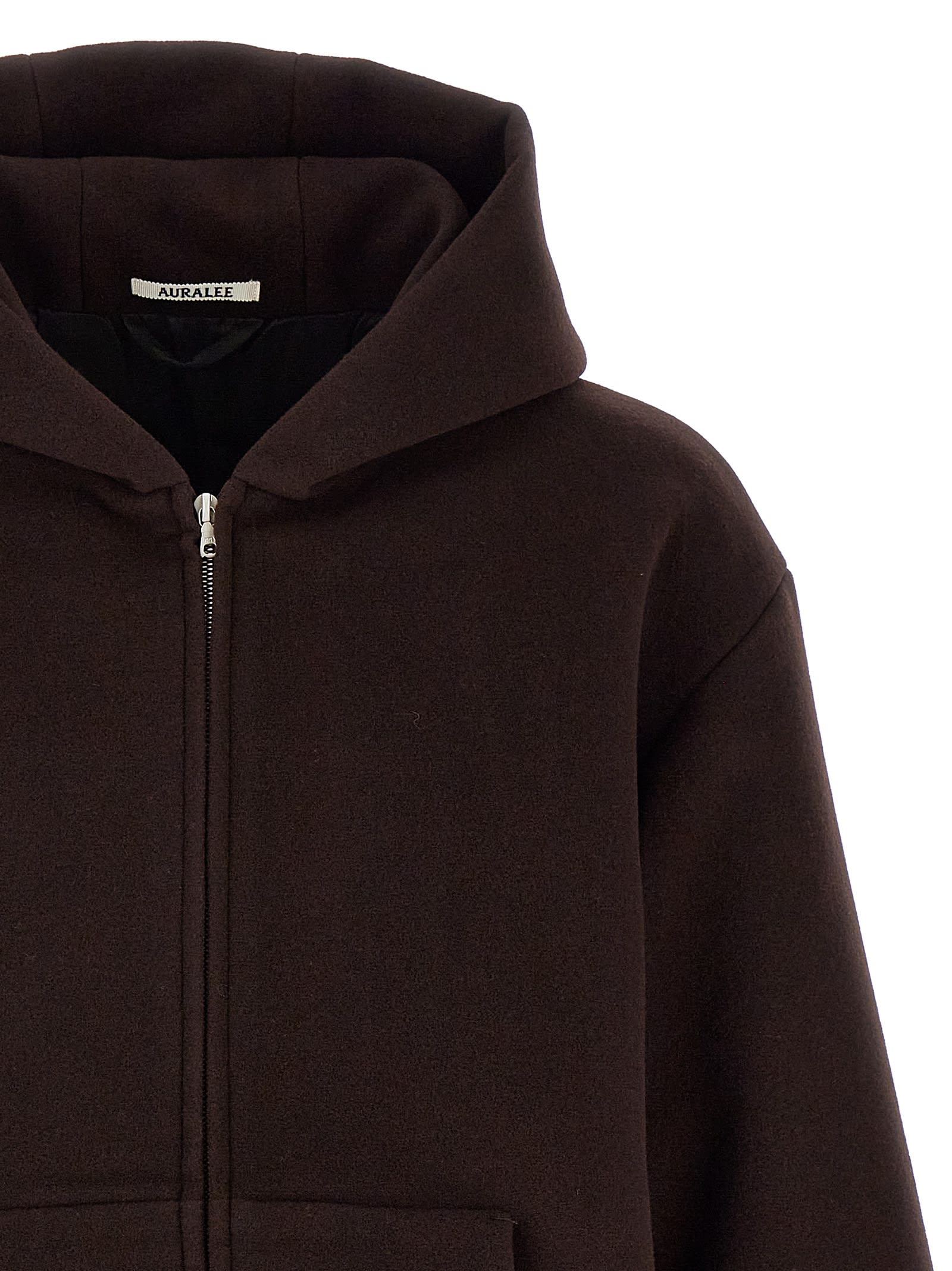 Shop Auralee Hooded Jacket In Brown