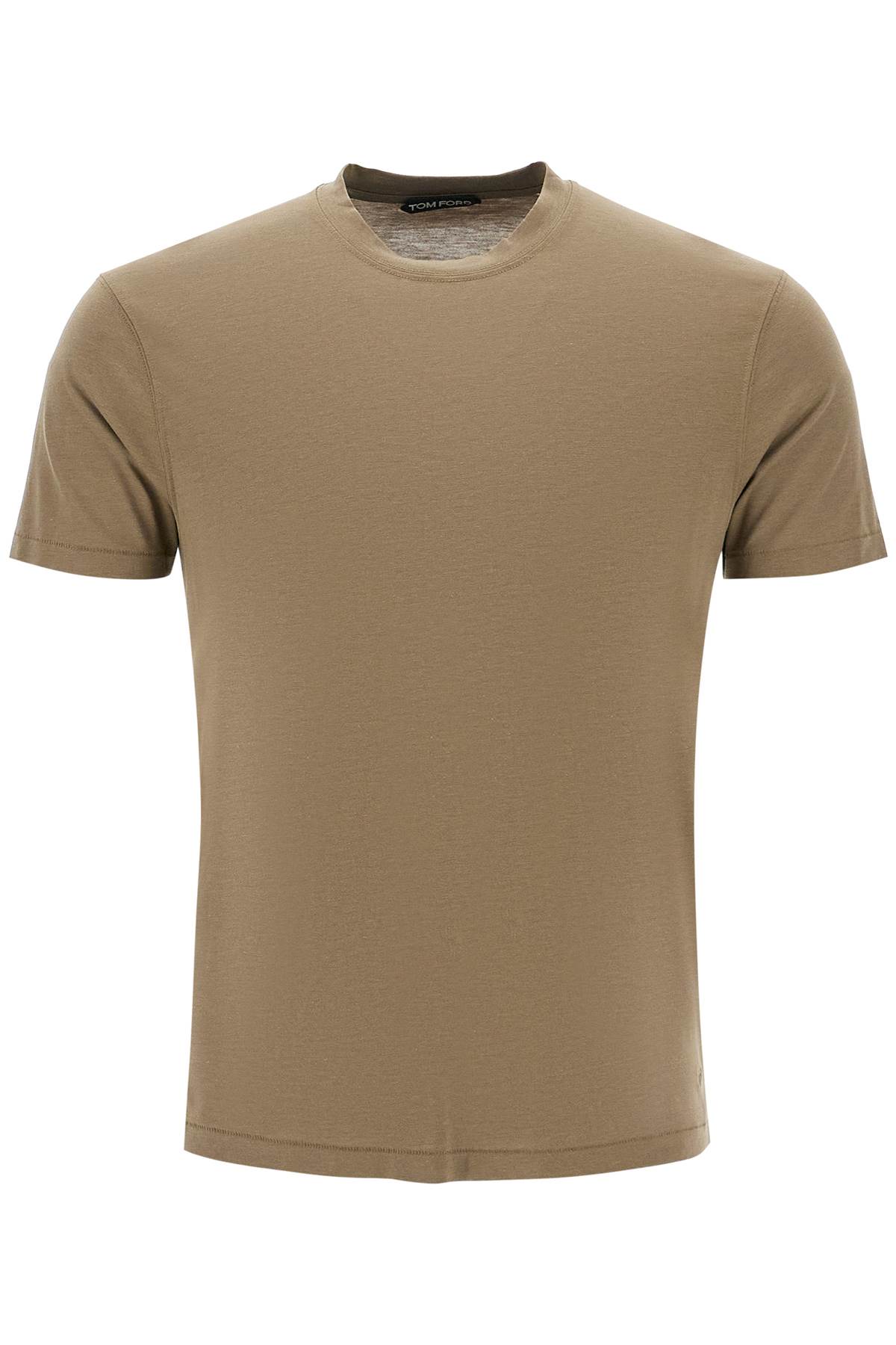 Shop Tom Ford Cottono And Lyocell T-shirt In Fern Green (khaki)