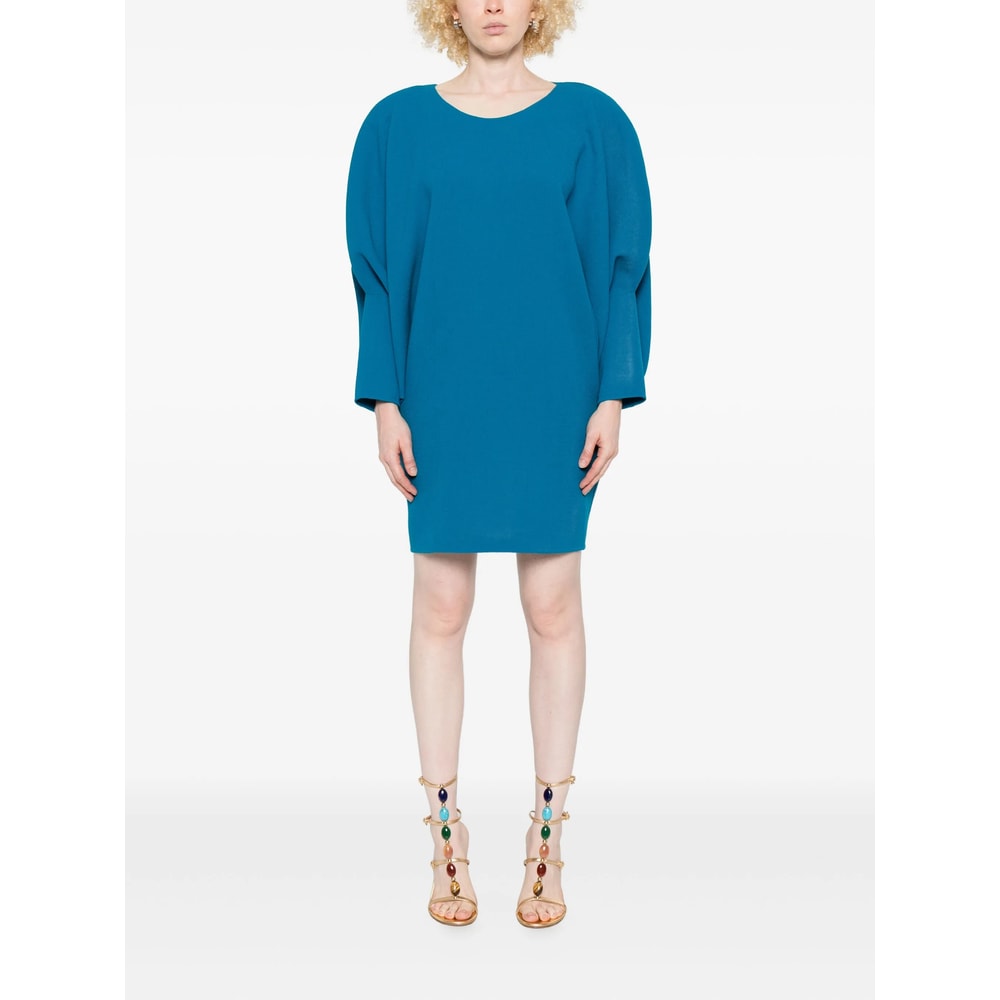 Gianluca Capannolo Round-neck Bell-sleeve Dress In Blue
