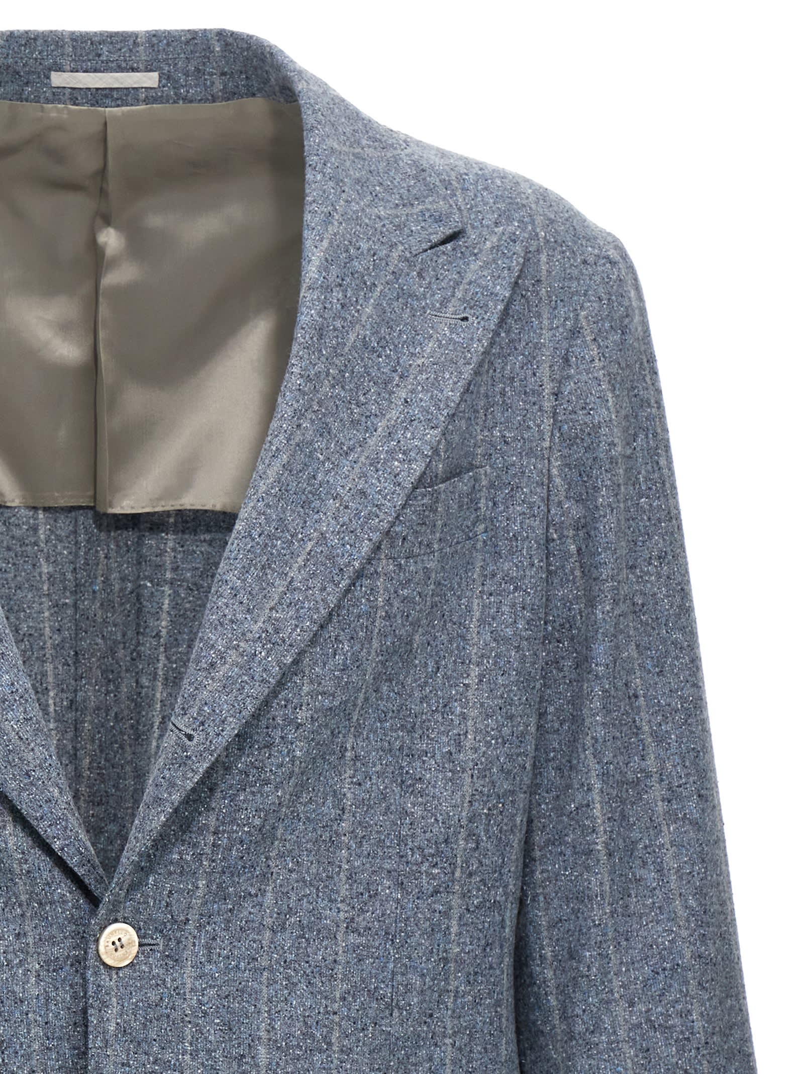 Shop Brunello Cucinelli Pinstripe Blazer In Light Blue