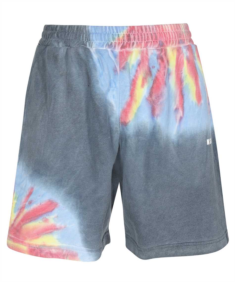 Msgm Logo Printed Tie Dyed Bermuda Shorts In Gray