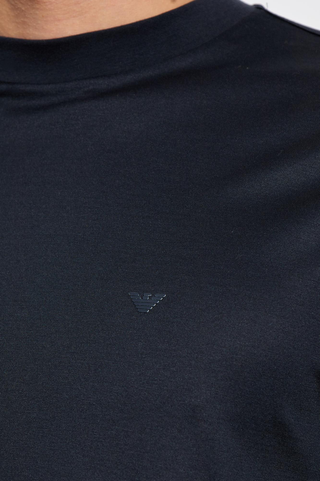 Emporio Armani Logo-embroidered Crew-neck T-shirt In Blue