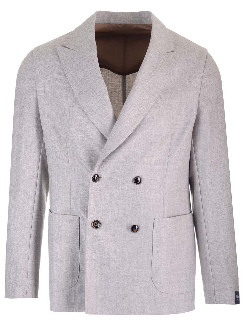 Shop Barba Napoli Easy Double Breasted Jacket In Grey