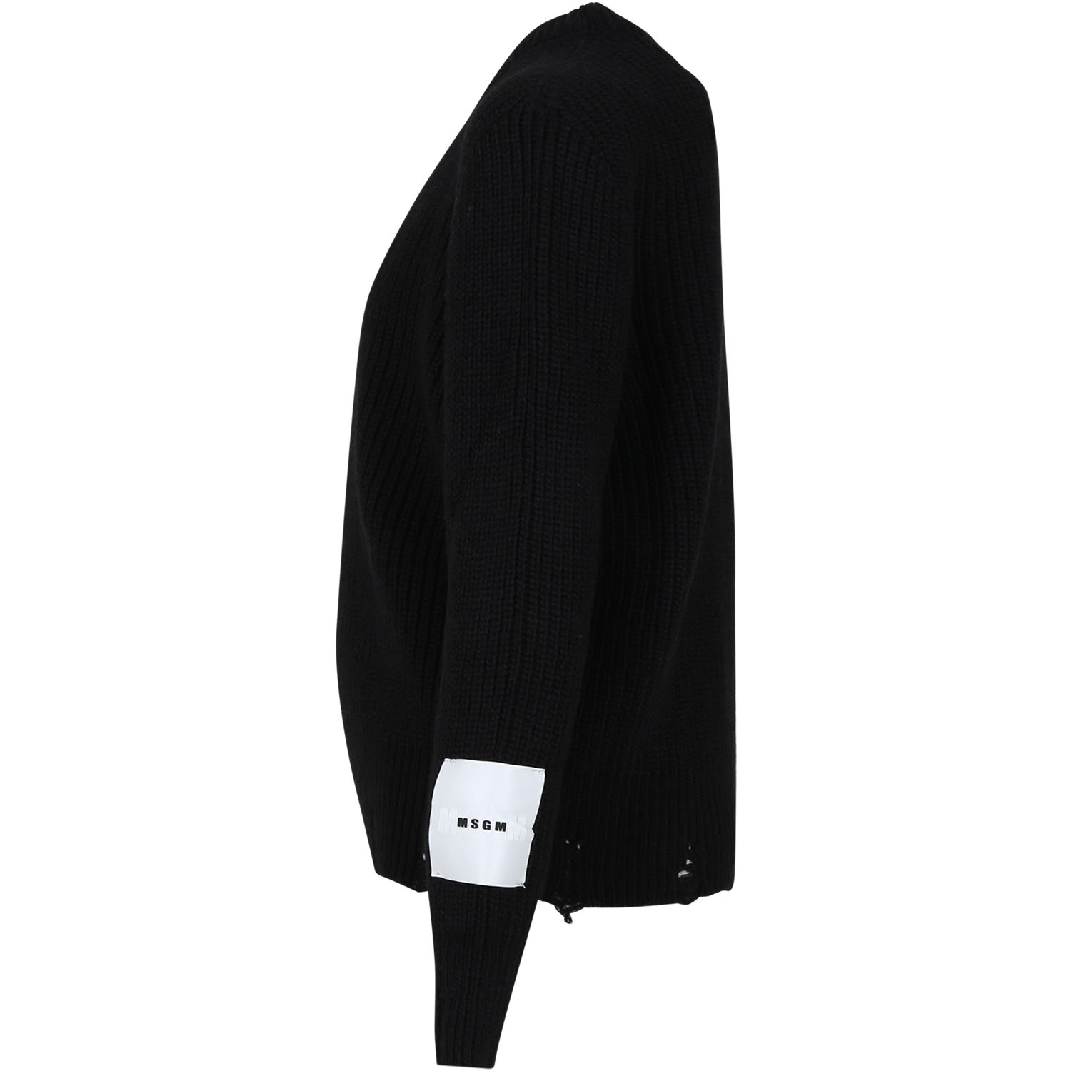 Msgm Black Sweater For Boy With Logo In Nero