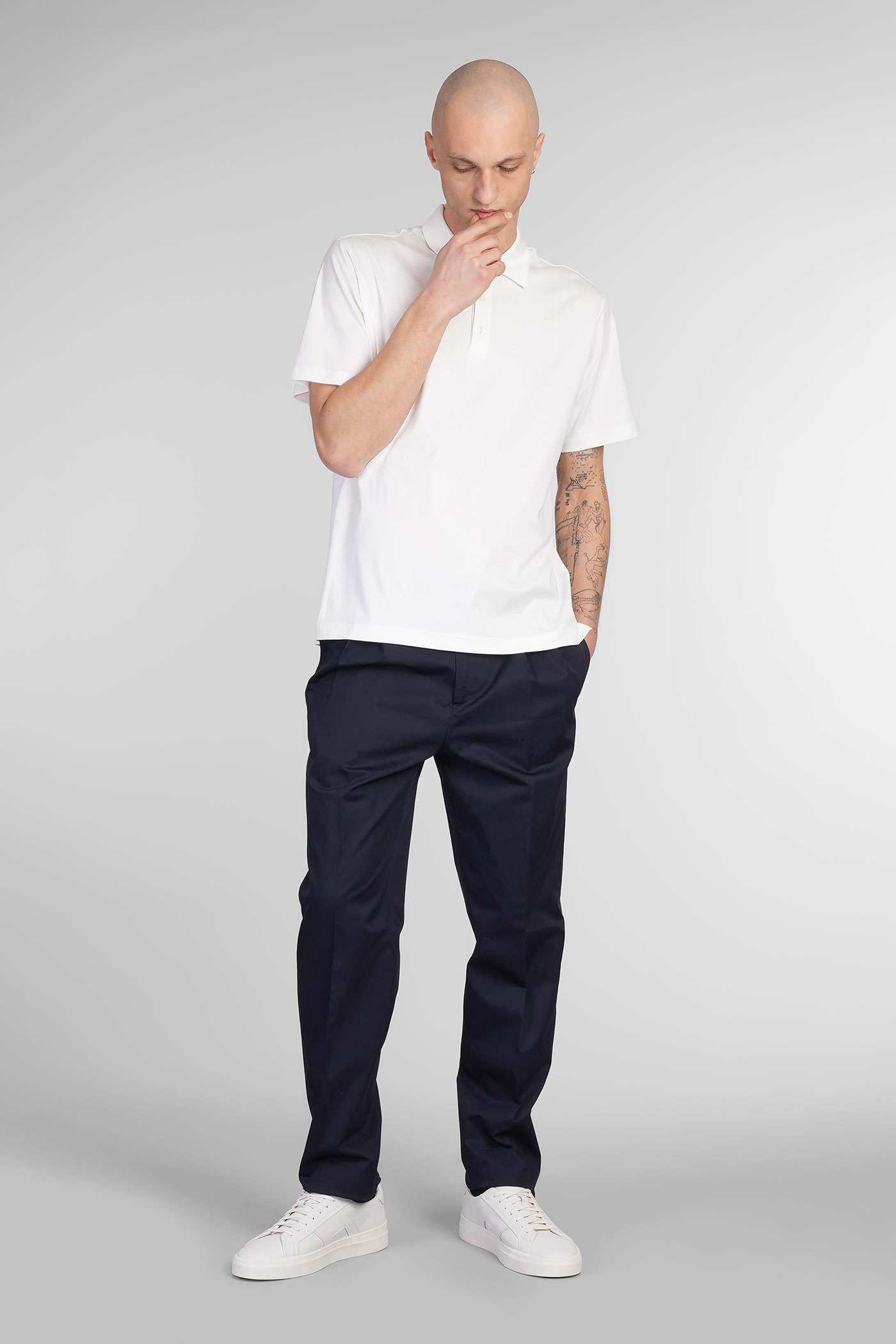 Lardini Pants In Blue Cotton In Blue