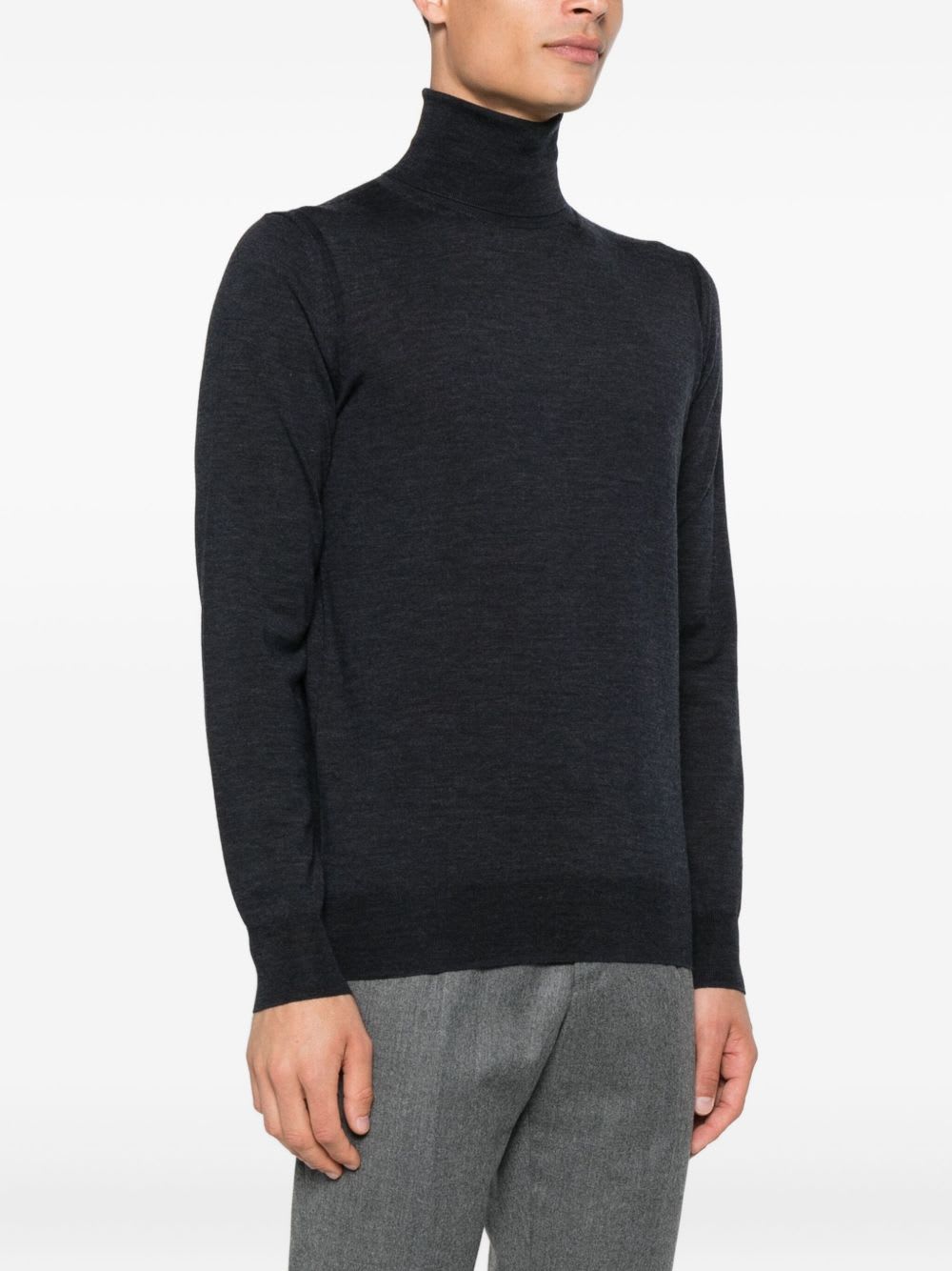 Paolo Pecora Wool Turtleneck Sweater In Gray