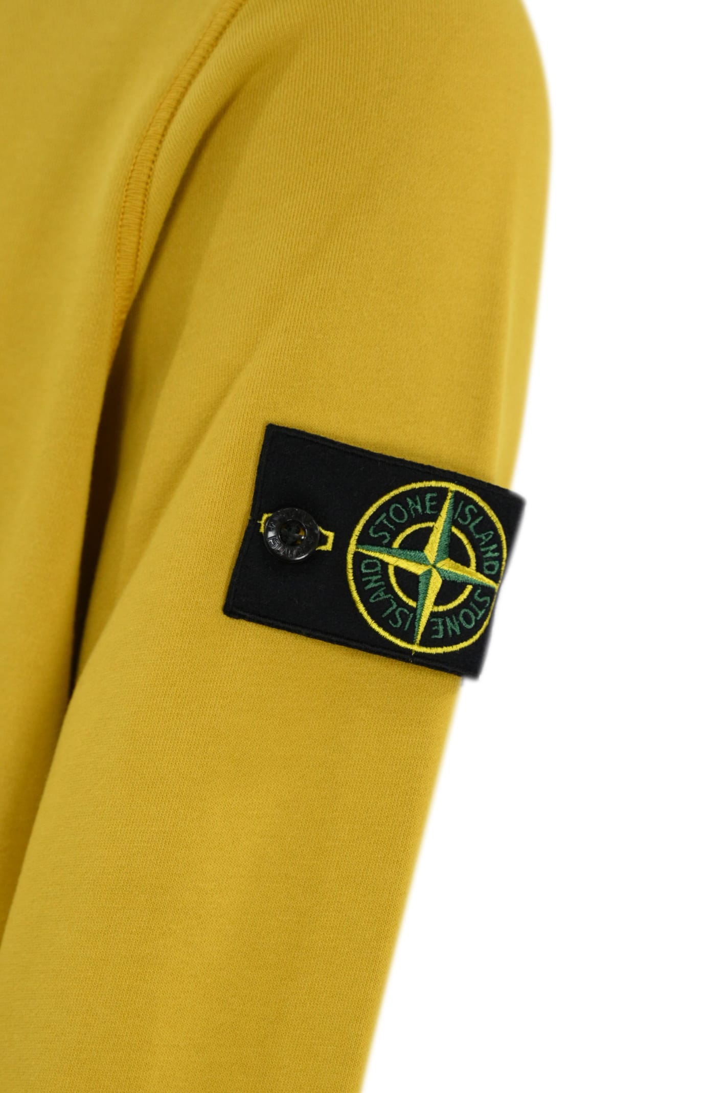 Shop Stone Island Cotton Sweatshirt 63051 In Mustard