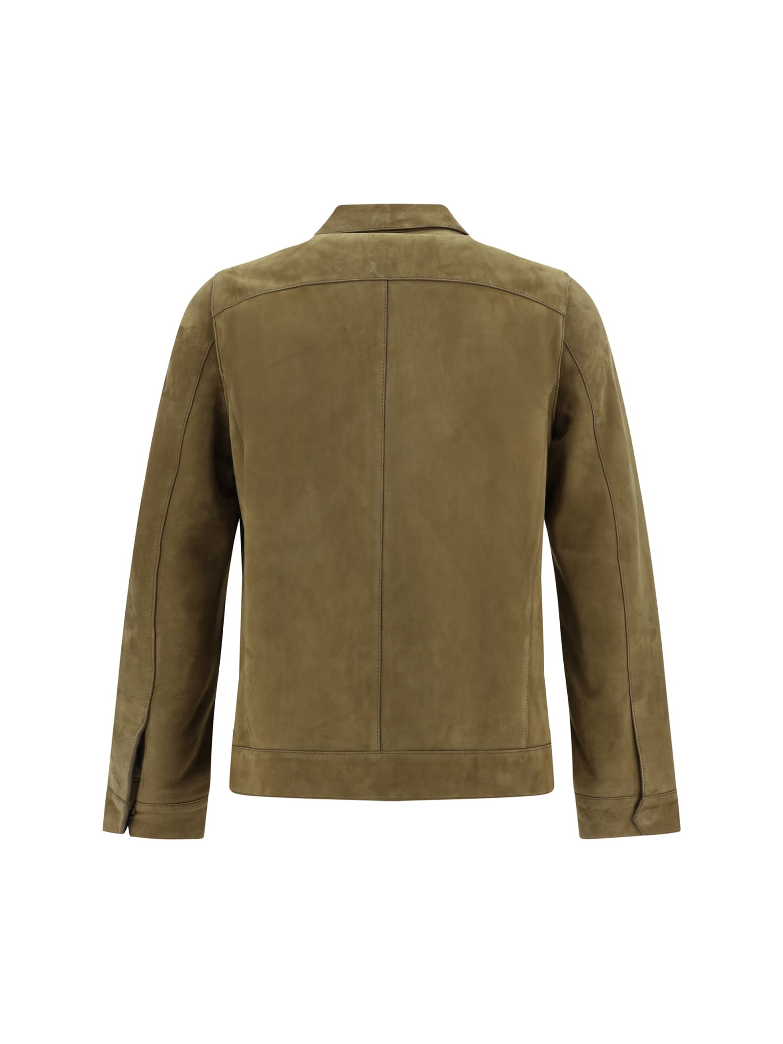 Shop Yves Salomon Leather Jacket In Thym