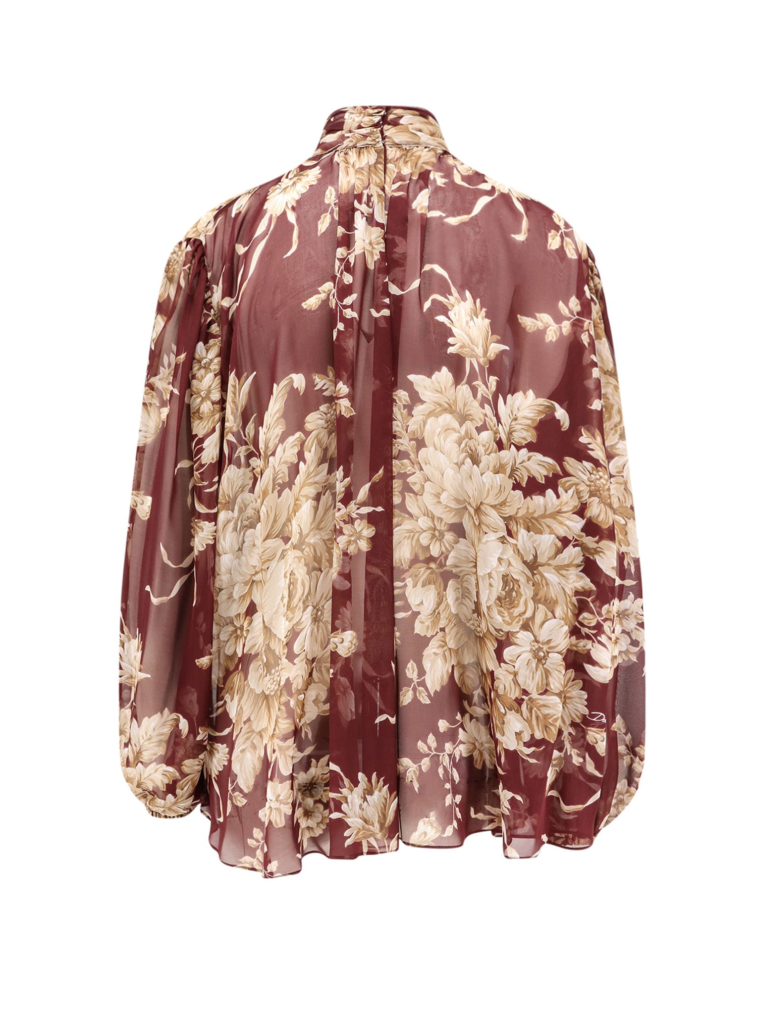 Dolce & Gabbana Chiffon Shirt With Rose Print In Multi