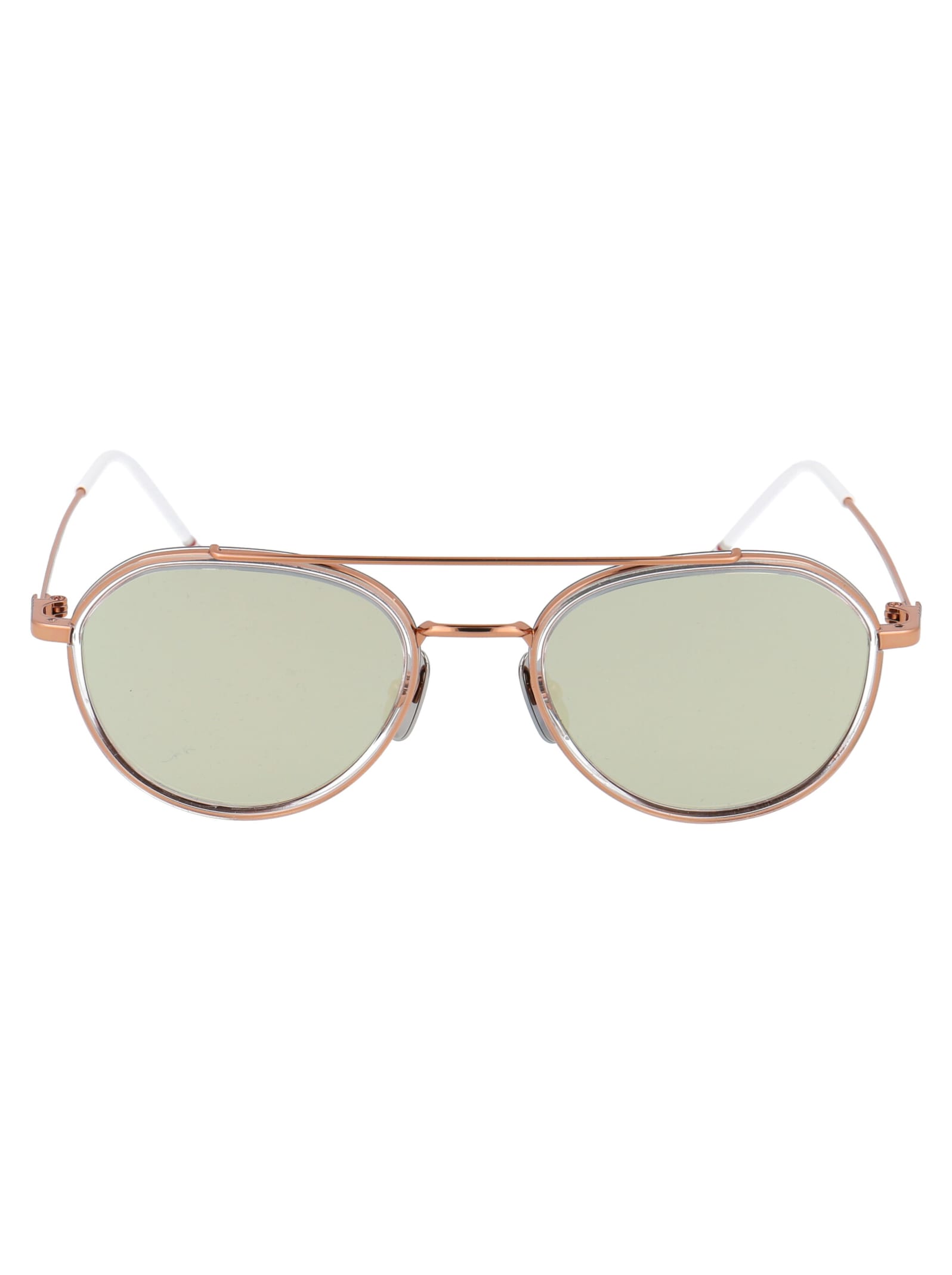Thom Browne Tb-801 Sunglasses In Rose Gold - Crystal Clear W/ Dark Grey - Milky Gold Flash - Ar