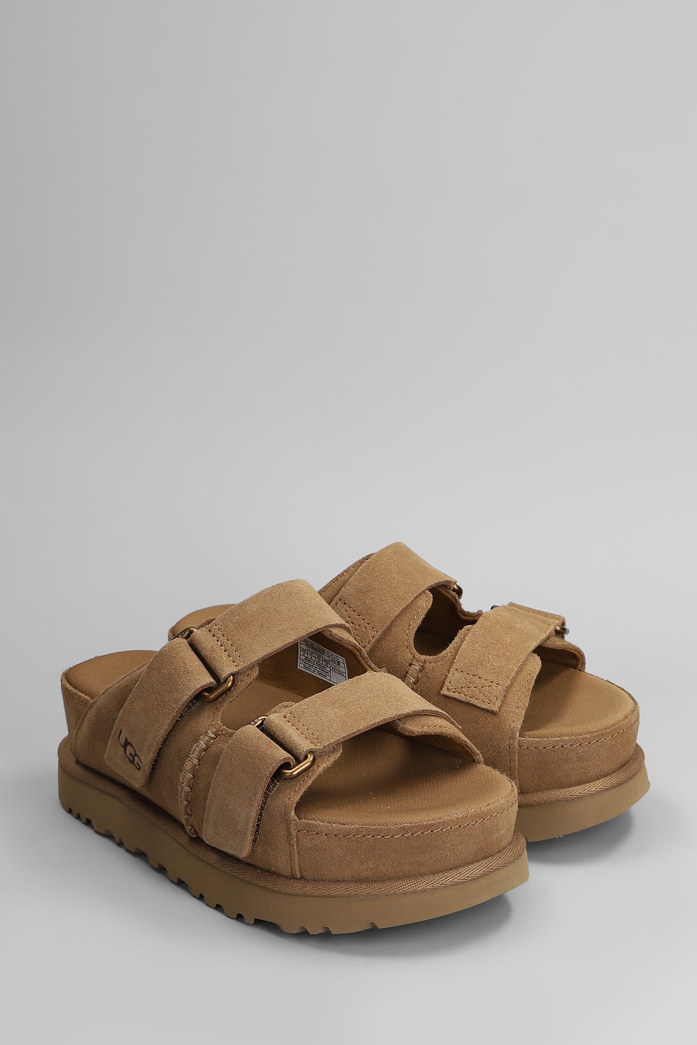 UGG GOLDENSTAR HI SLIDE SLIPPER-MULE IN LEATHER COLOR SUEDE