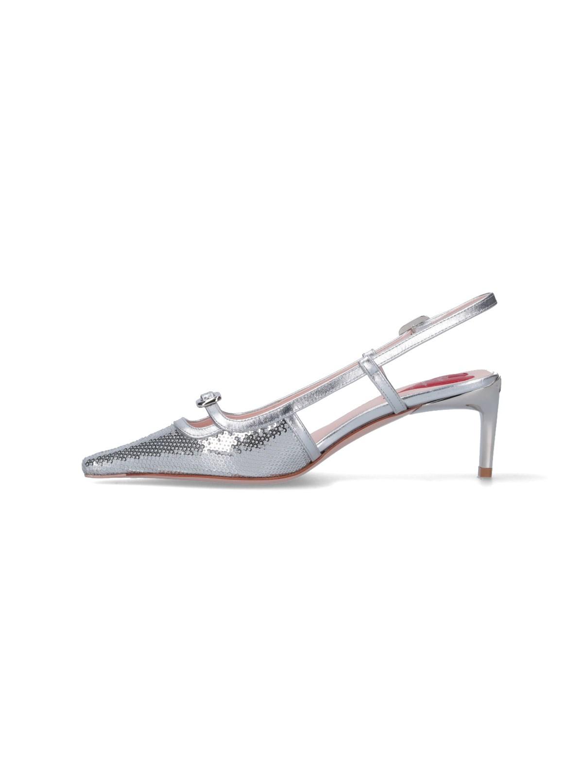 Roger Vivier Small Buckle Slingback Pumps In Silver