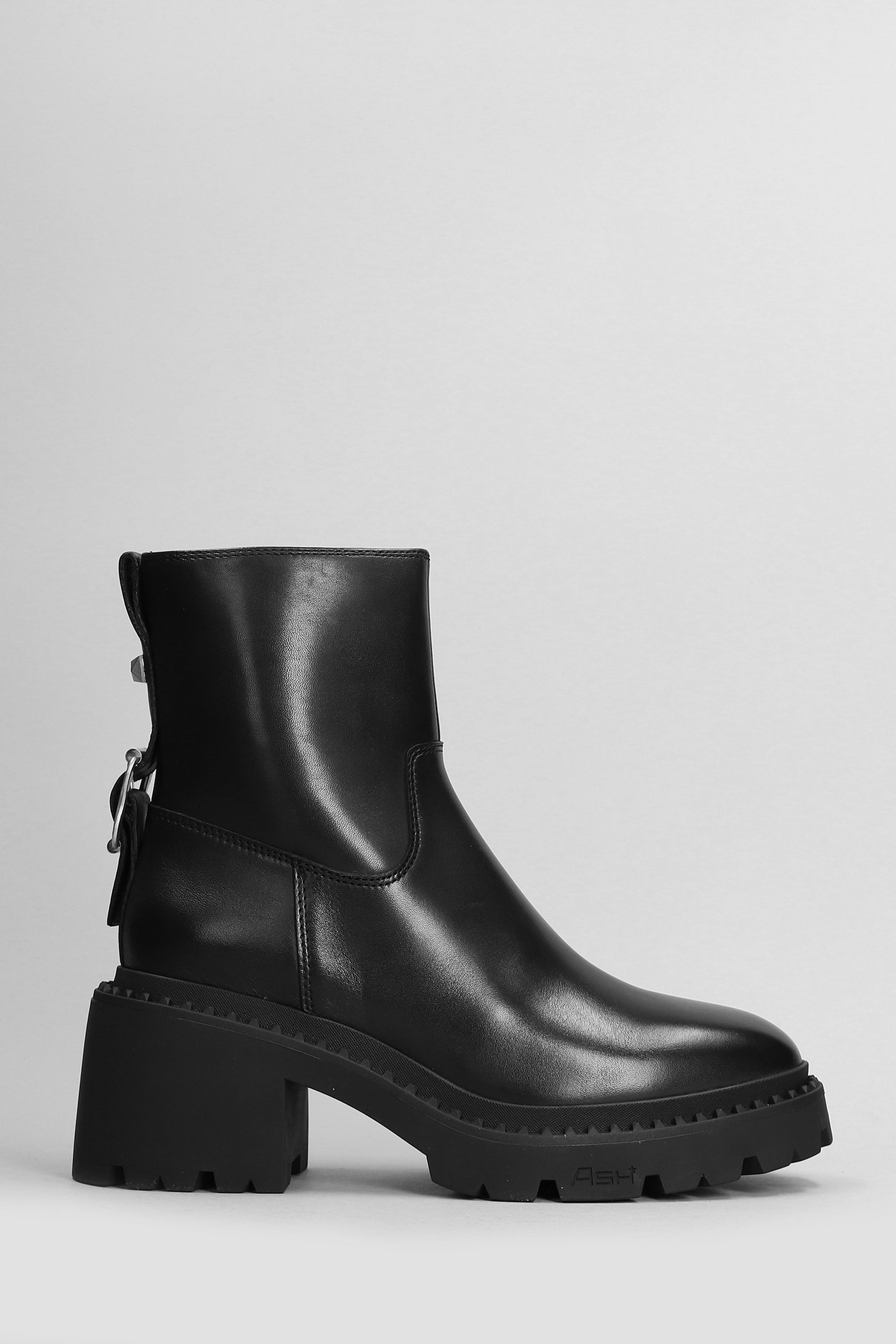 Ash Newton High Heels Ankle Boots In Black Leather