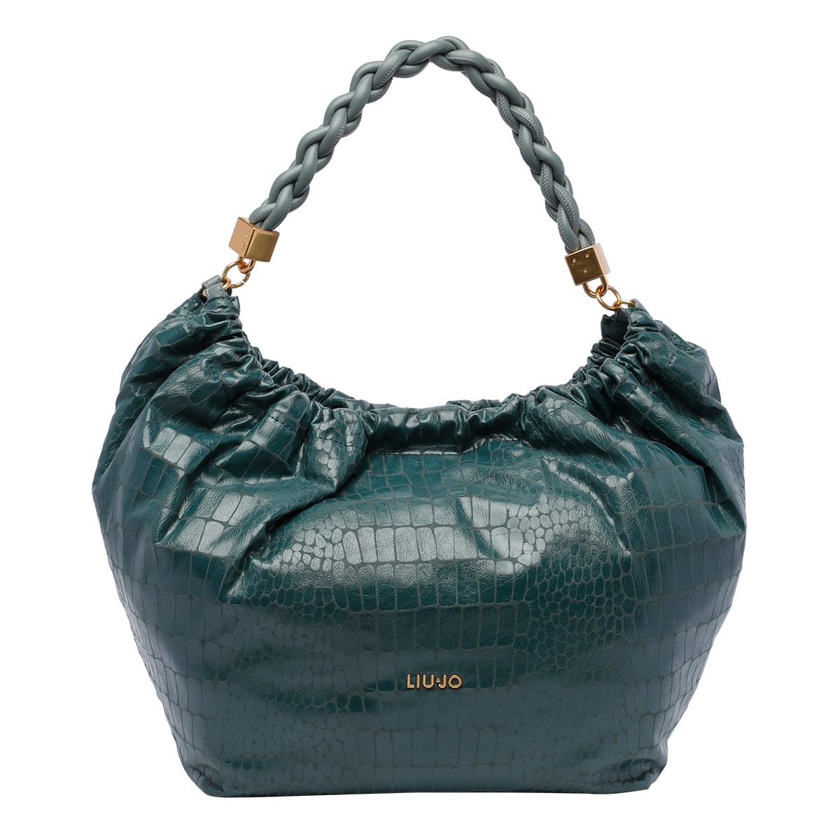 Shop Liu •jo Large Logo Hobo Bag In Green