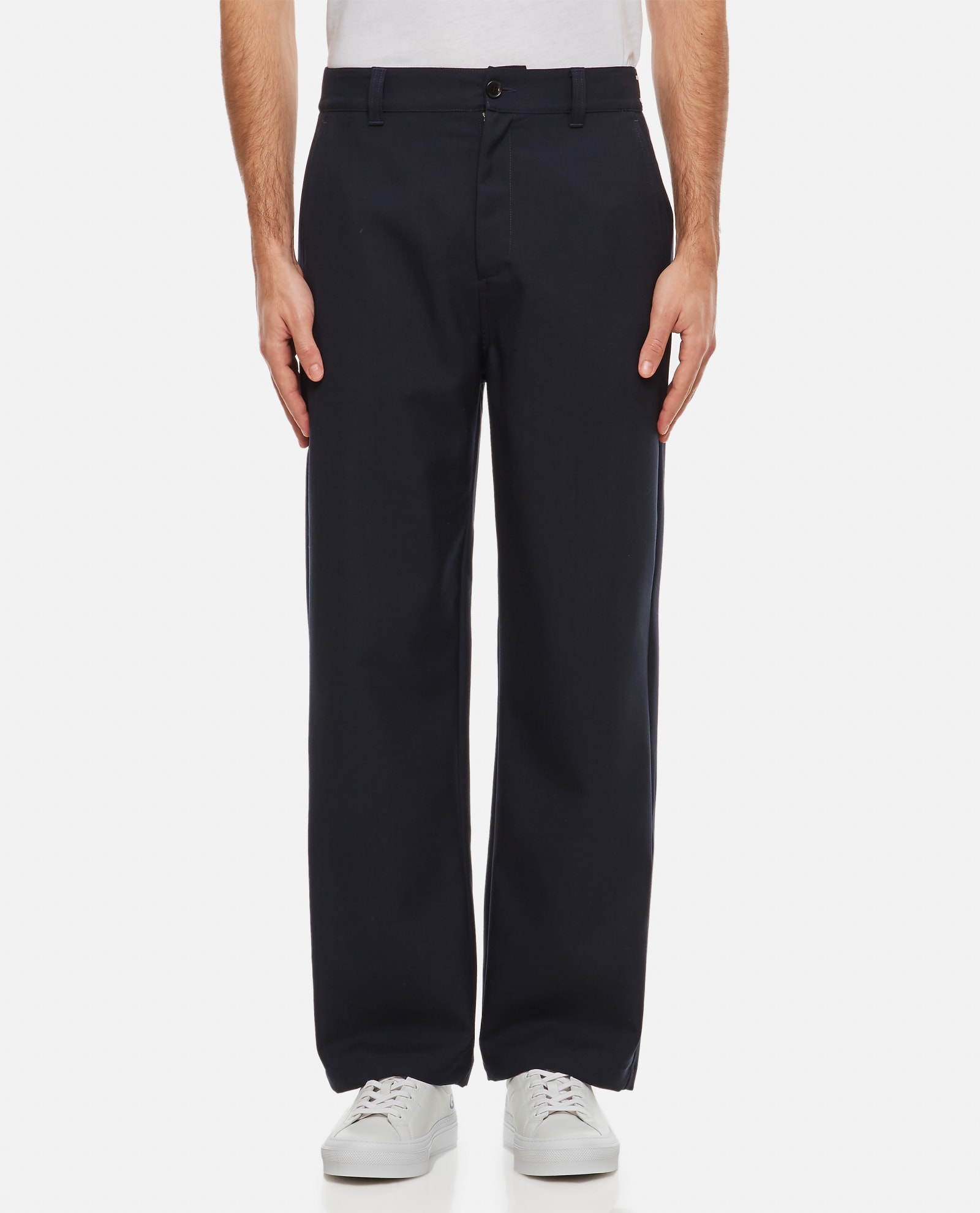 Shop Marni Trousers With  Logo Waistband In Black