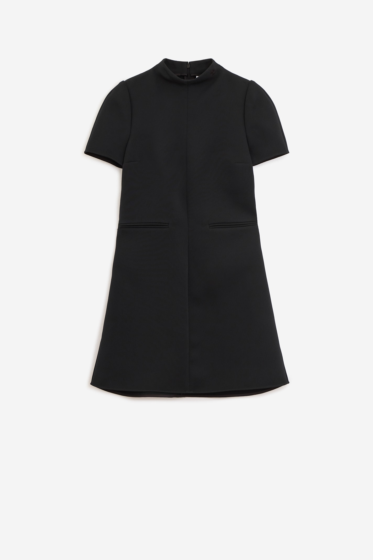 Courrèges Short-sleeve Twill A-line Mini Dress In Black