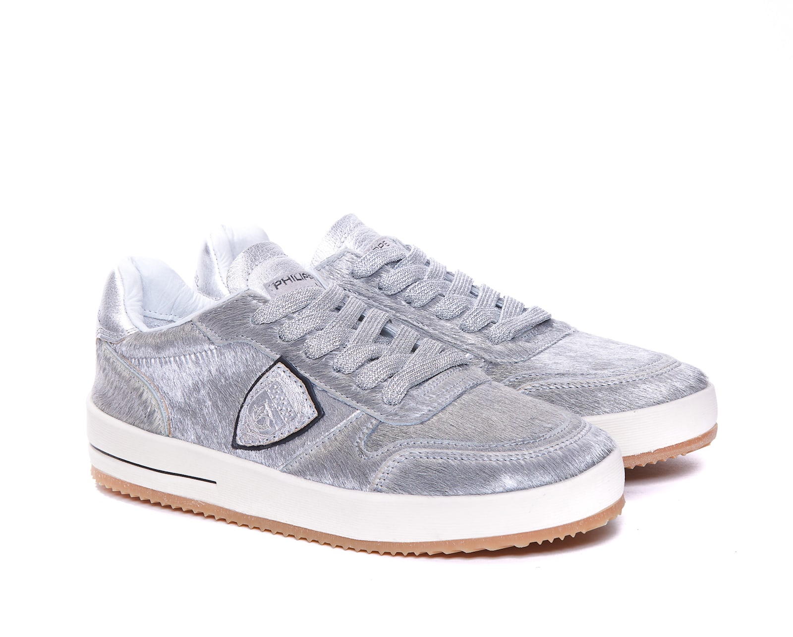 Shop Philippe Model Nice Low Sneakers In Silver