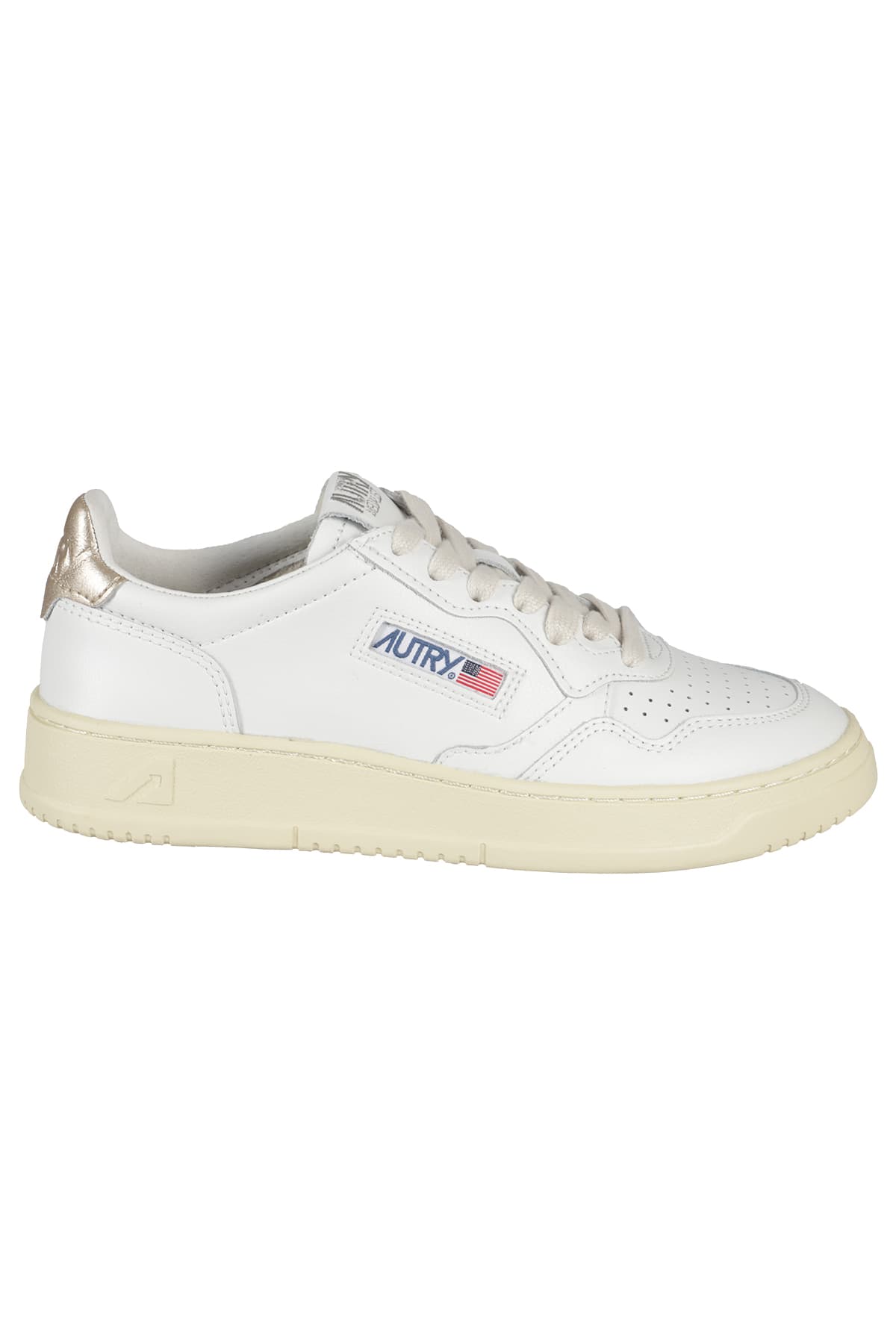 Autry Medalist Leather Low-top Sneakers In Leat Wht Gold
