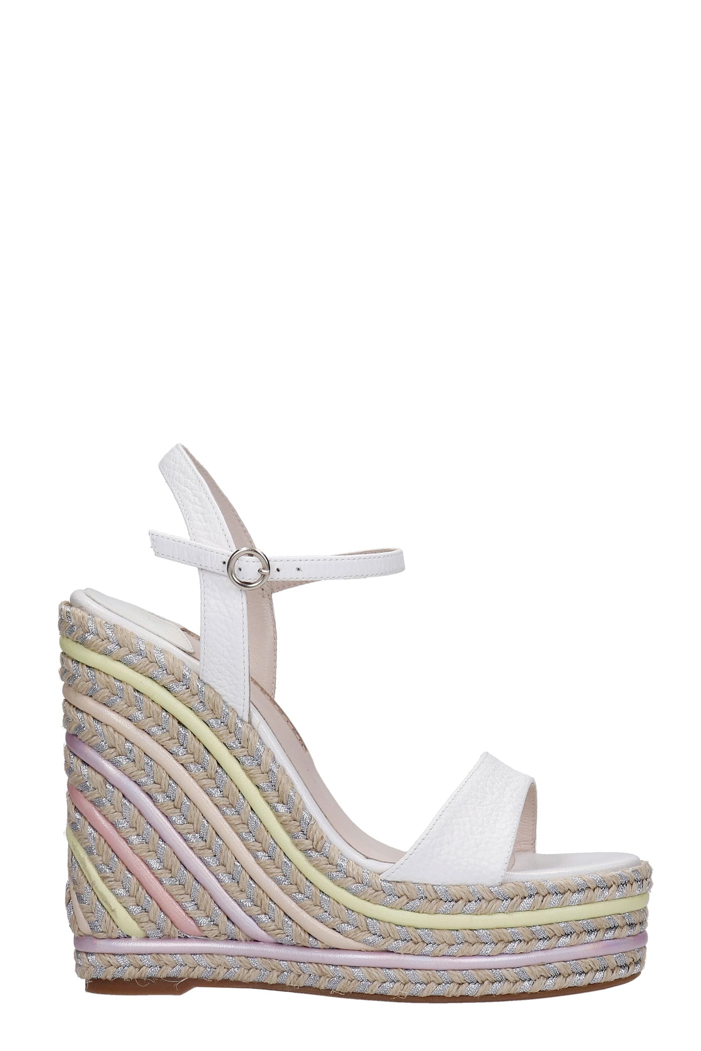 SOPHIA WEBSTER LUCITA WEDGES IN WHITE LEATHER,FSS21107