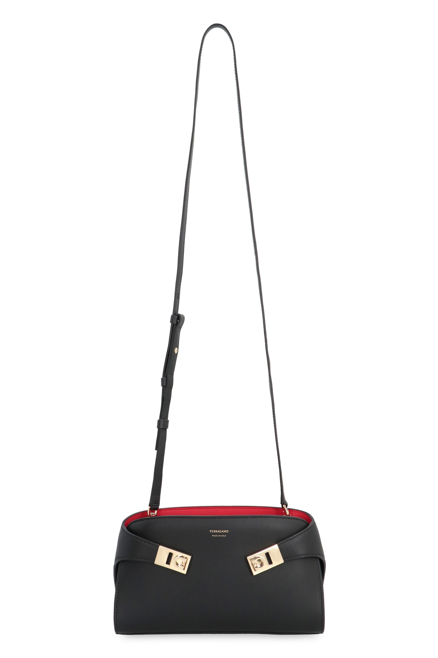 Ferragamo Small Structured Shoulder Bag With Adjustable Strap In Orange