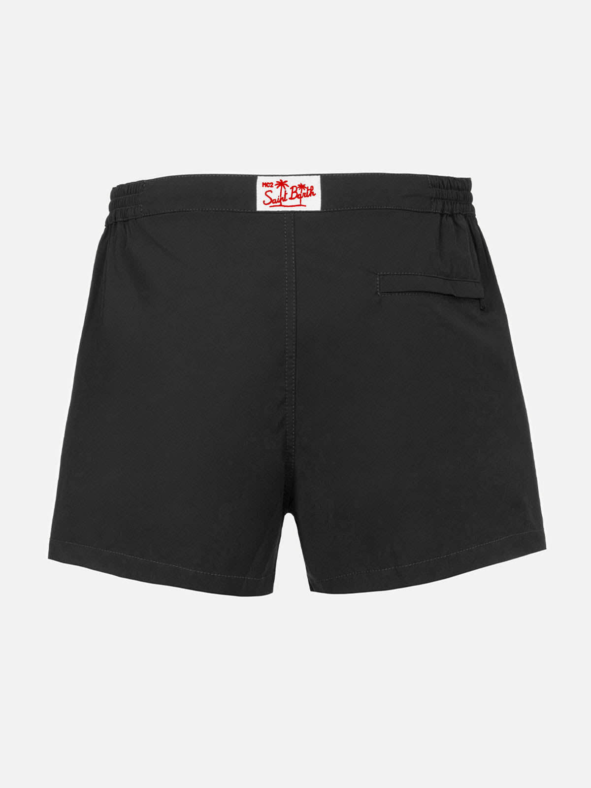 Mc2 Saint Barth Man Black Fitted Cut Swim Shorts Harrys In Black